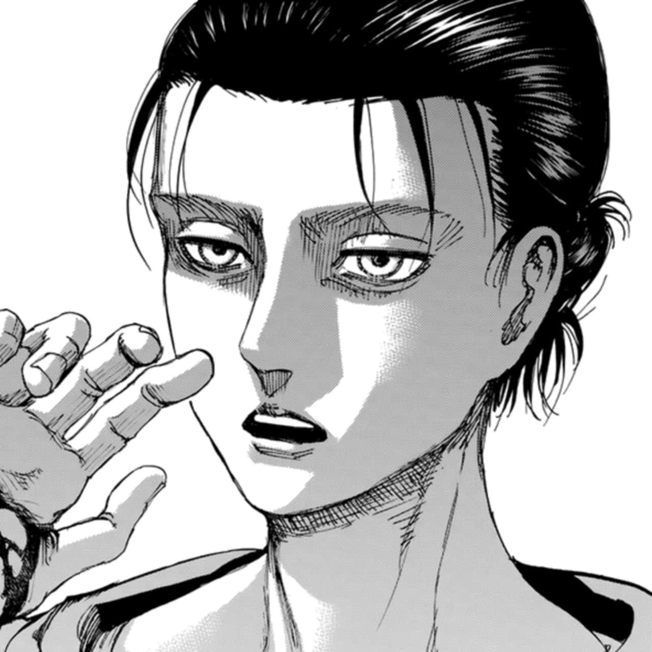Eren Yeager Pfp Hair In Bun Background