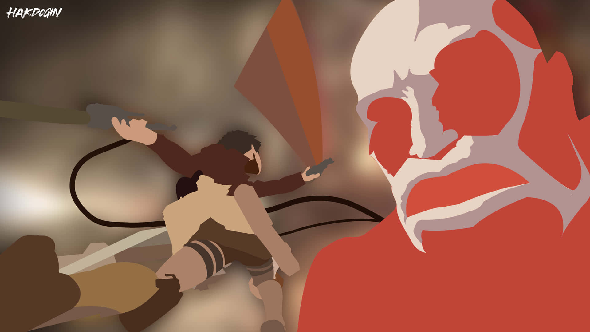 Eren Yeager Vs Colossal Titan Abstract Art Background
