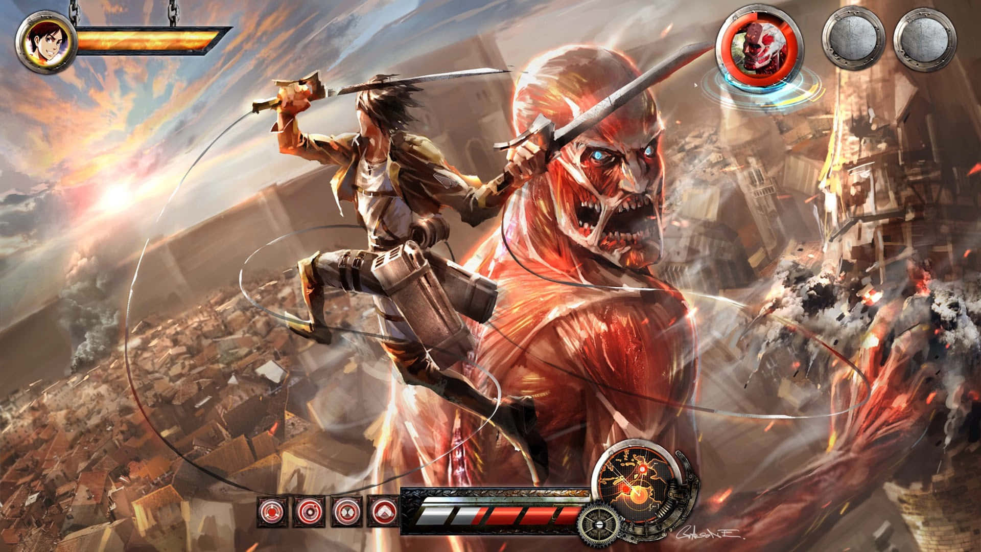 Eren Yeager Vs Colossal Titan Game Background