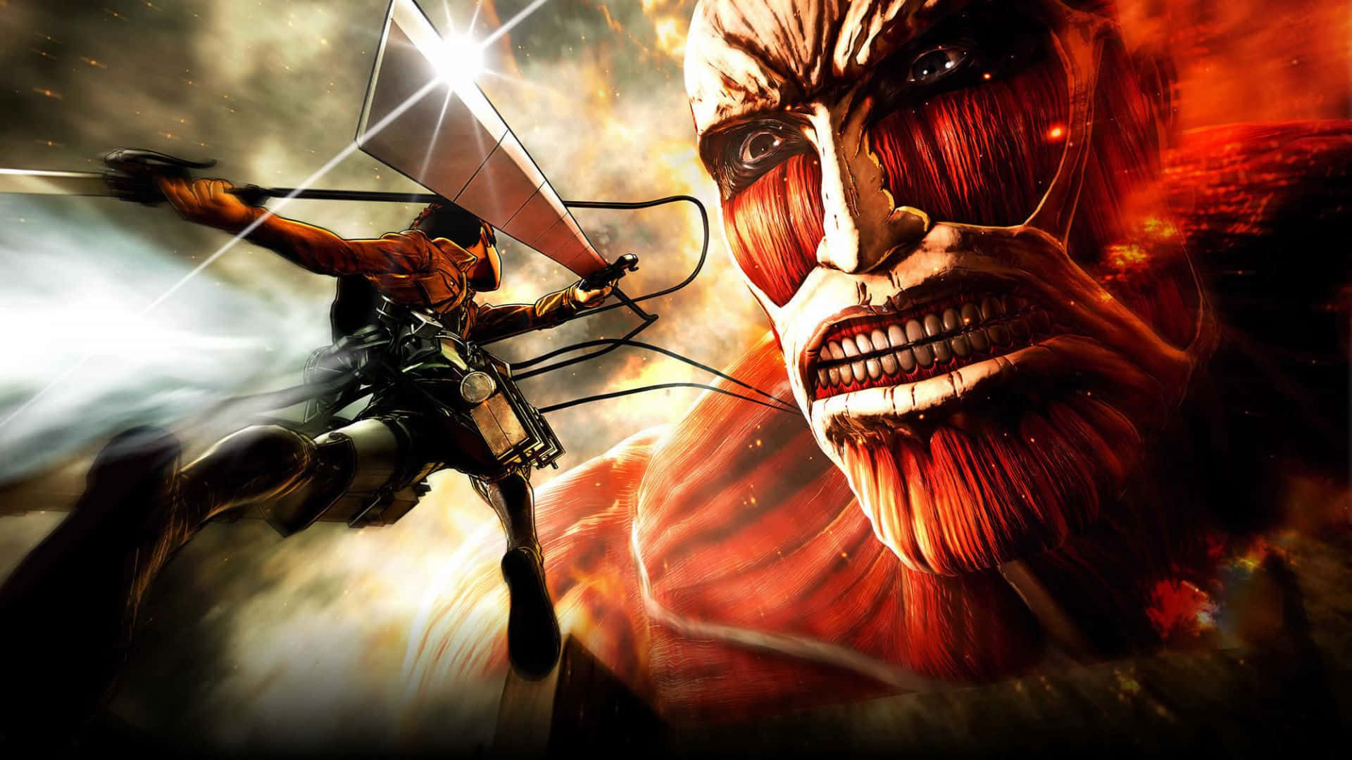 Eren Yeager Vs Colossal Titan Background