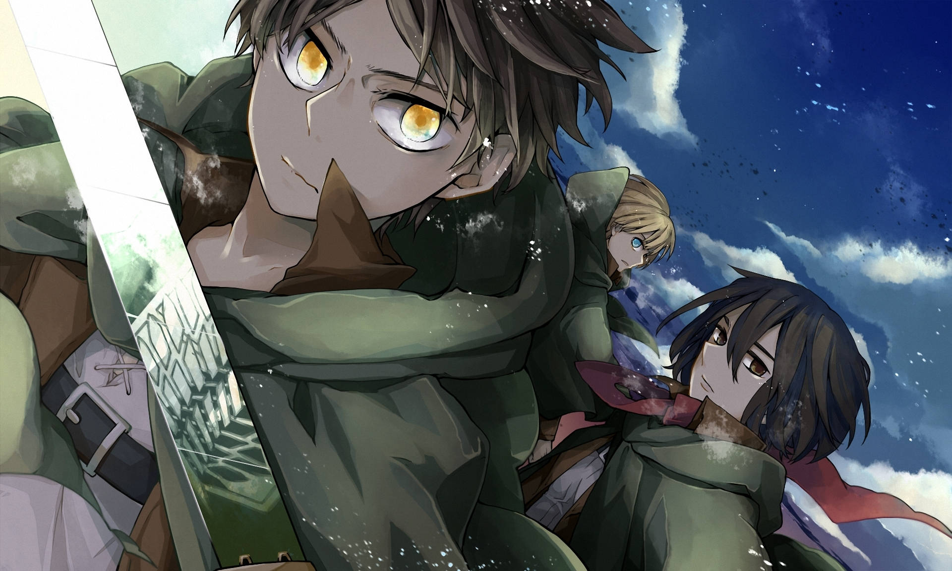 Eren Yeager With Friends Background