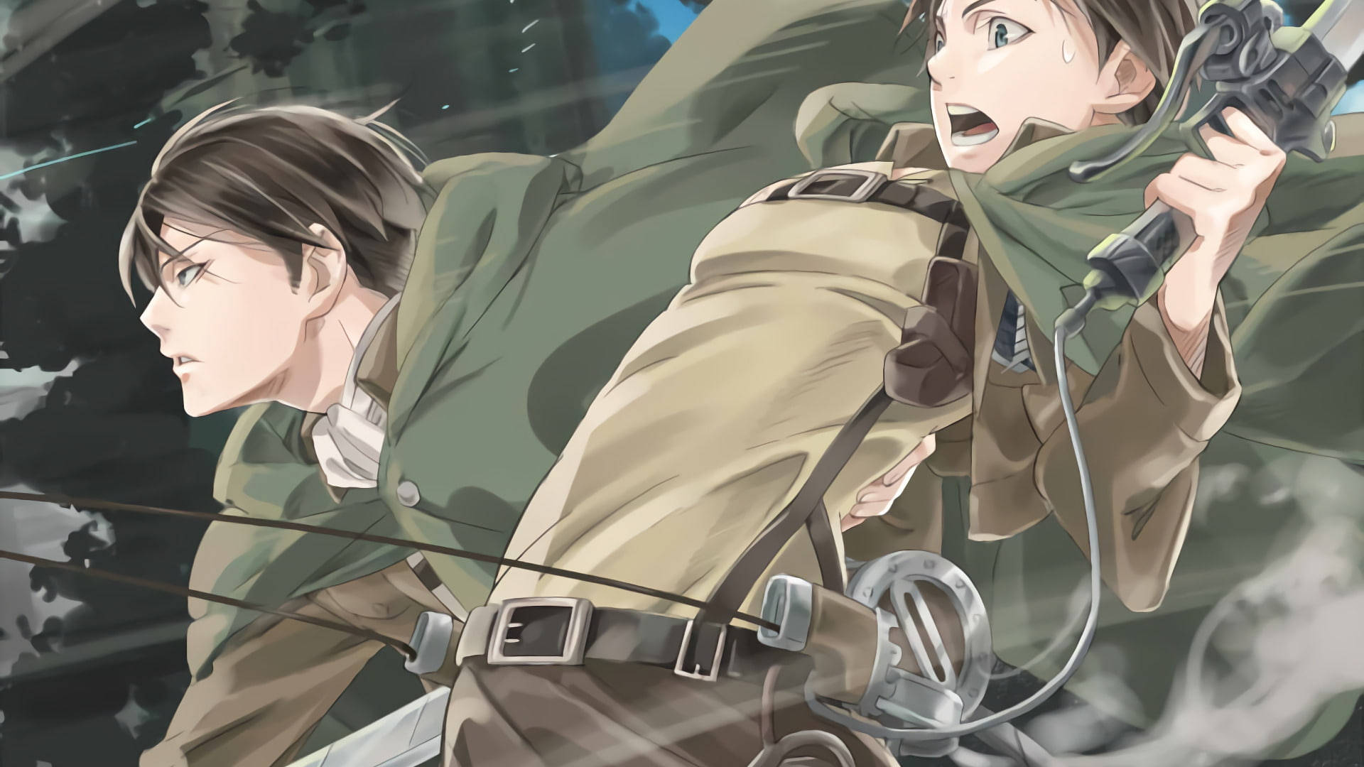Eren Yeager With The Strongest Soldier Background