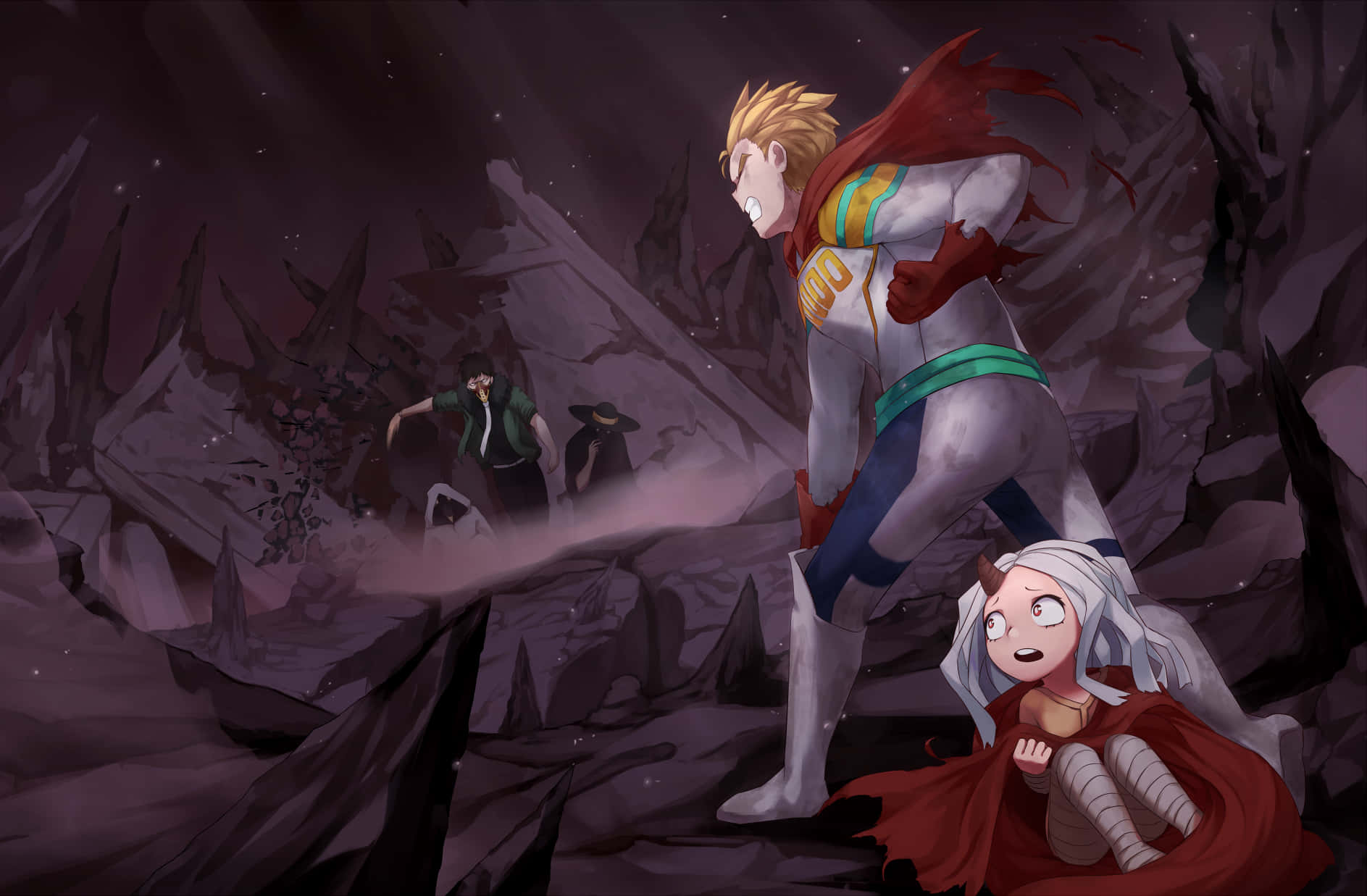 Eri Hiding Behind Izuku My Hero Academia Background
