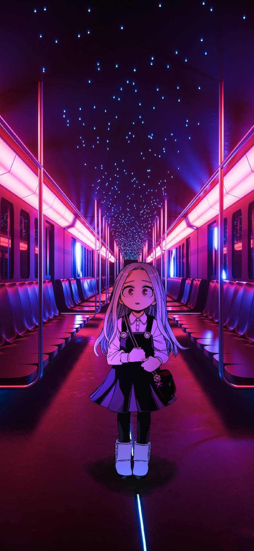 Eri On Colorful Neon Pink Train Background