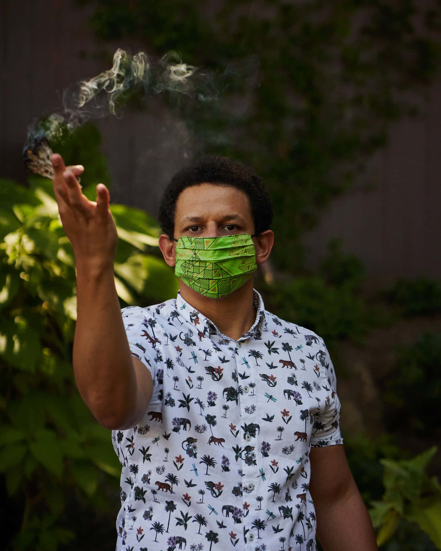 Eric Andre Green Mask Smoke Background