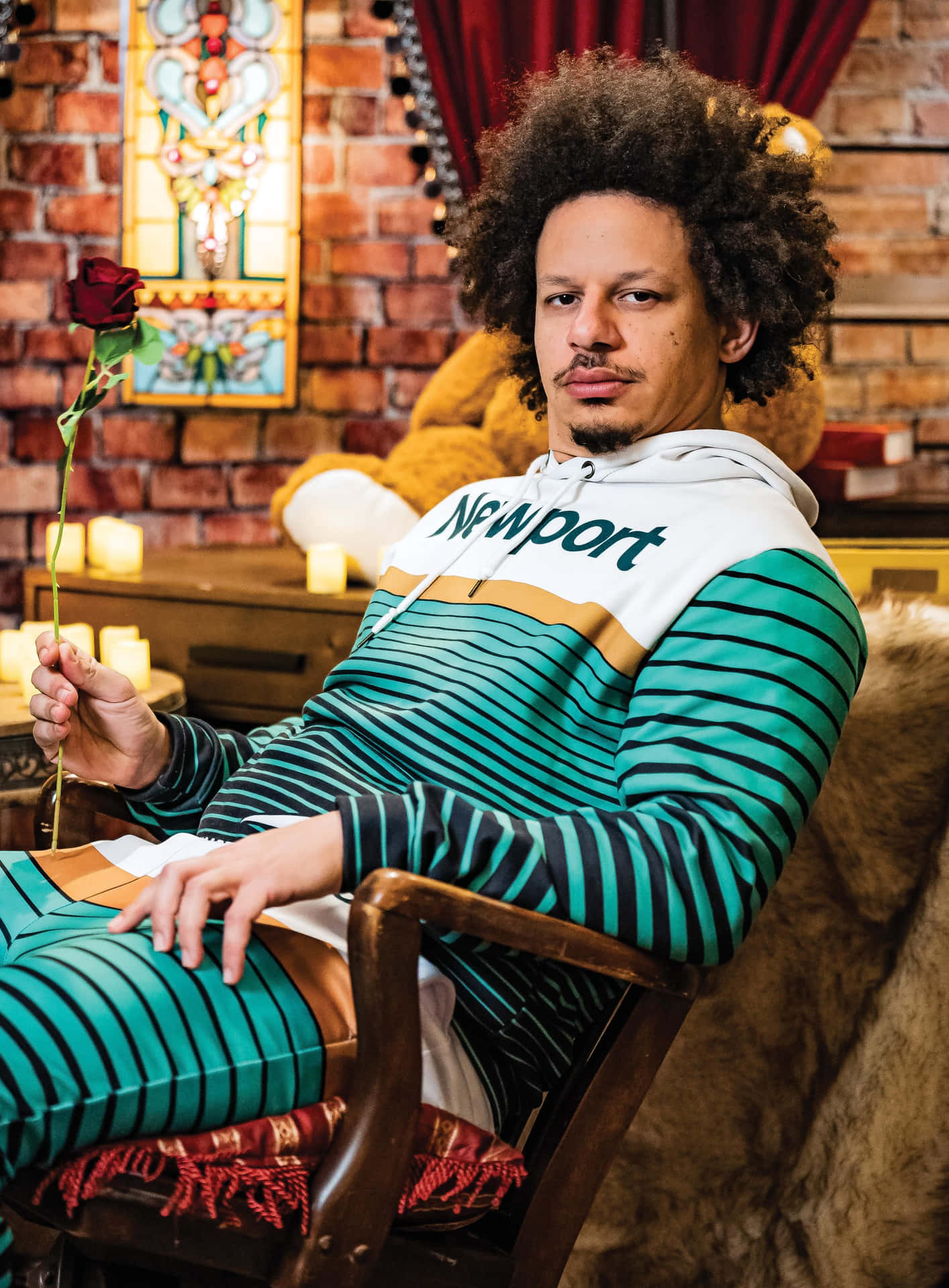 Eric Andre Holding Rose Background