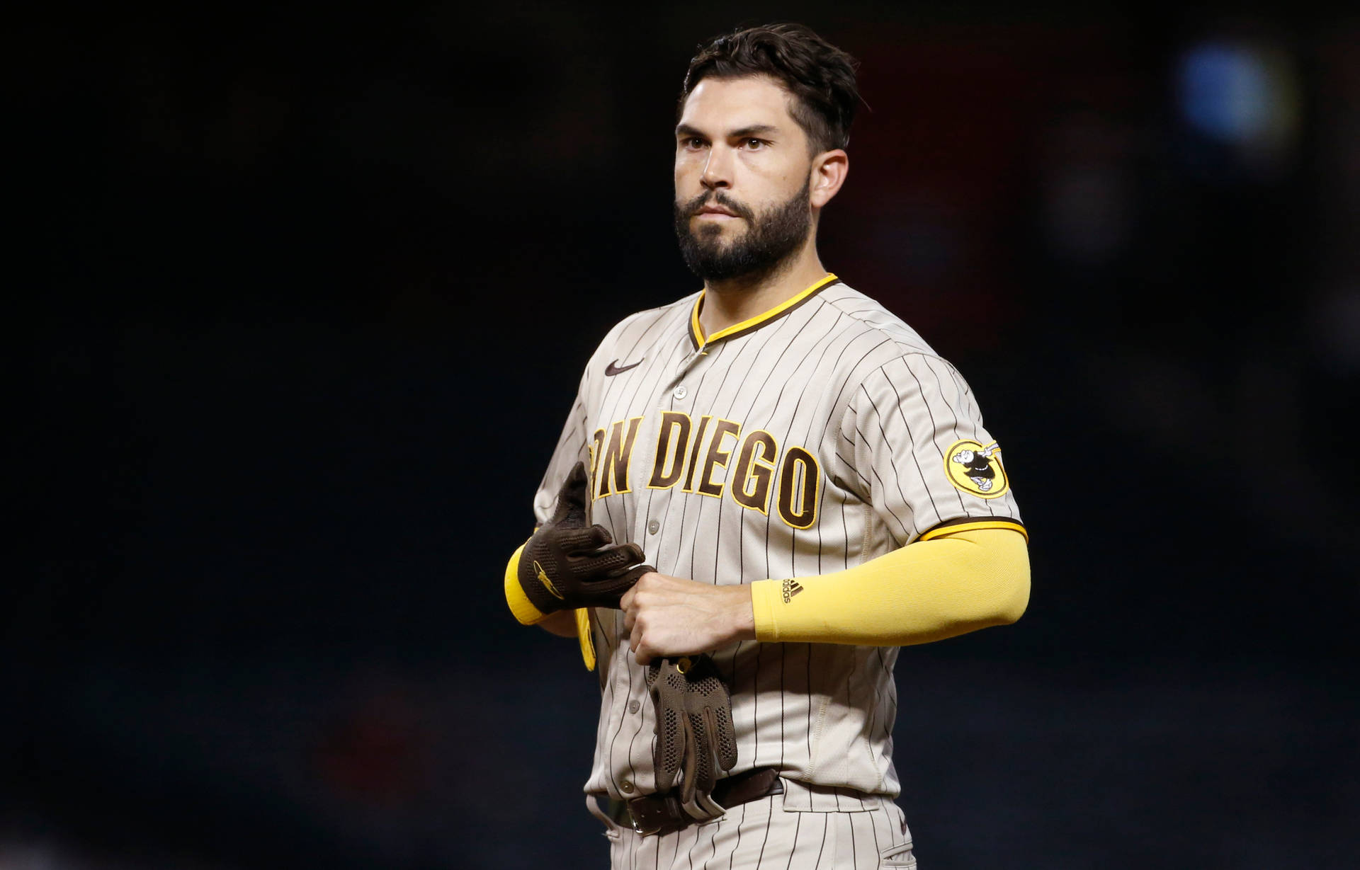 Eric Hosmer Holding Baseball Glove Background