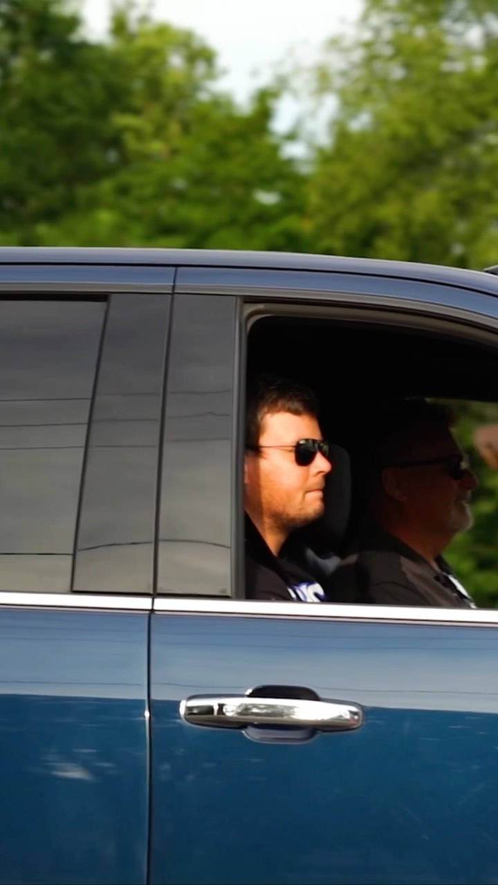 Erik Jones Inside A Blue Car