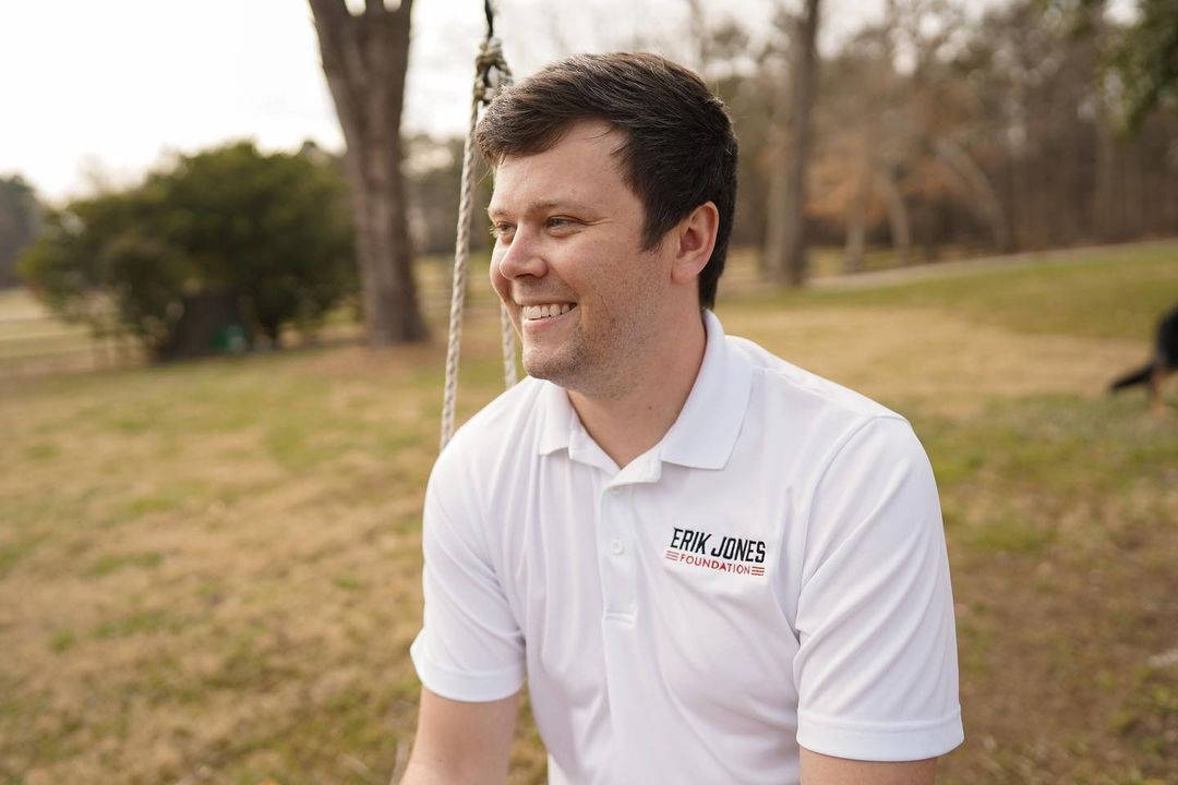 Erik Jones With White Polo Shirt Background