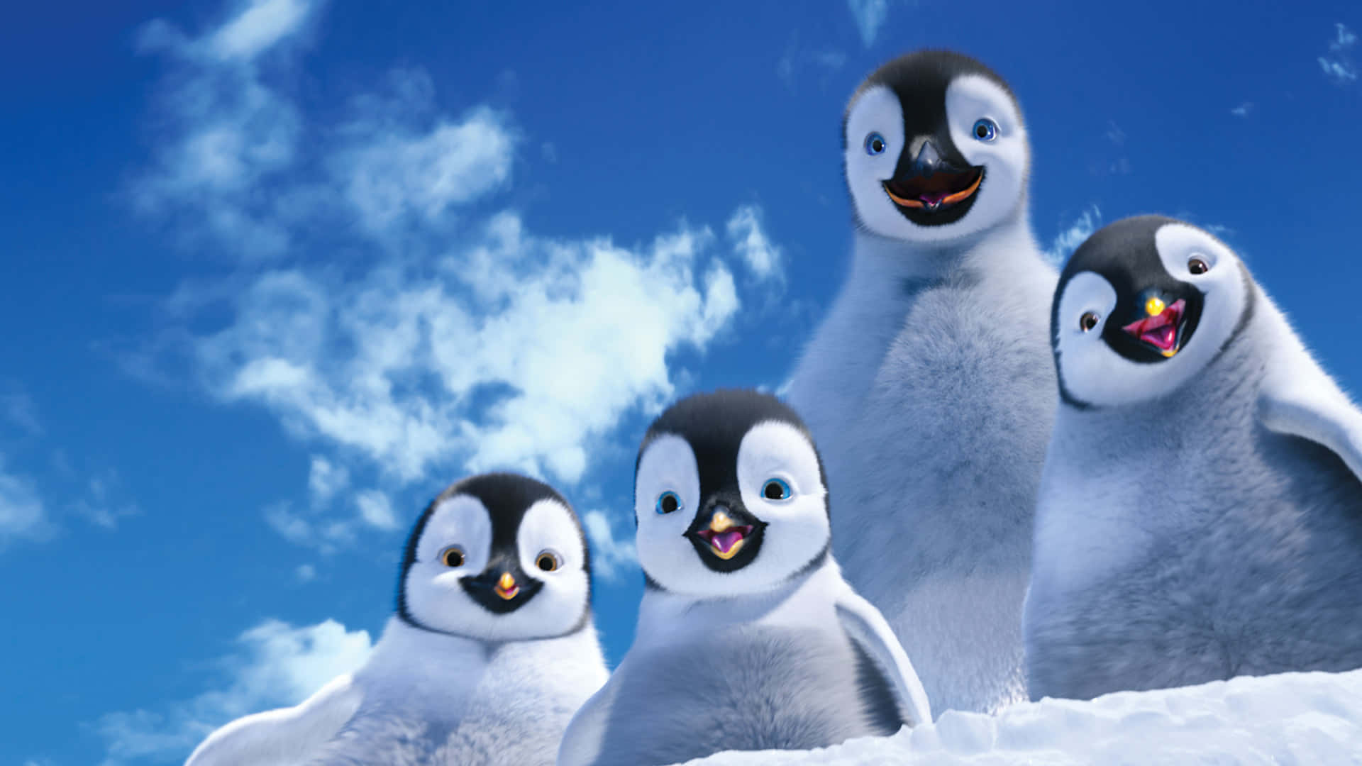 Erik With Friends In Happy Feet Two Background