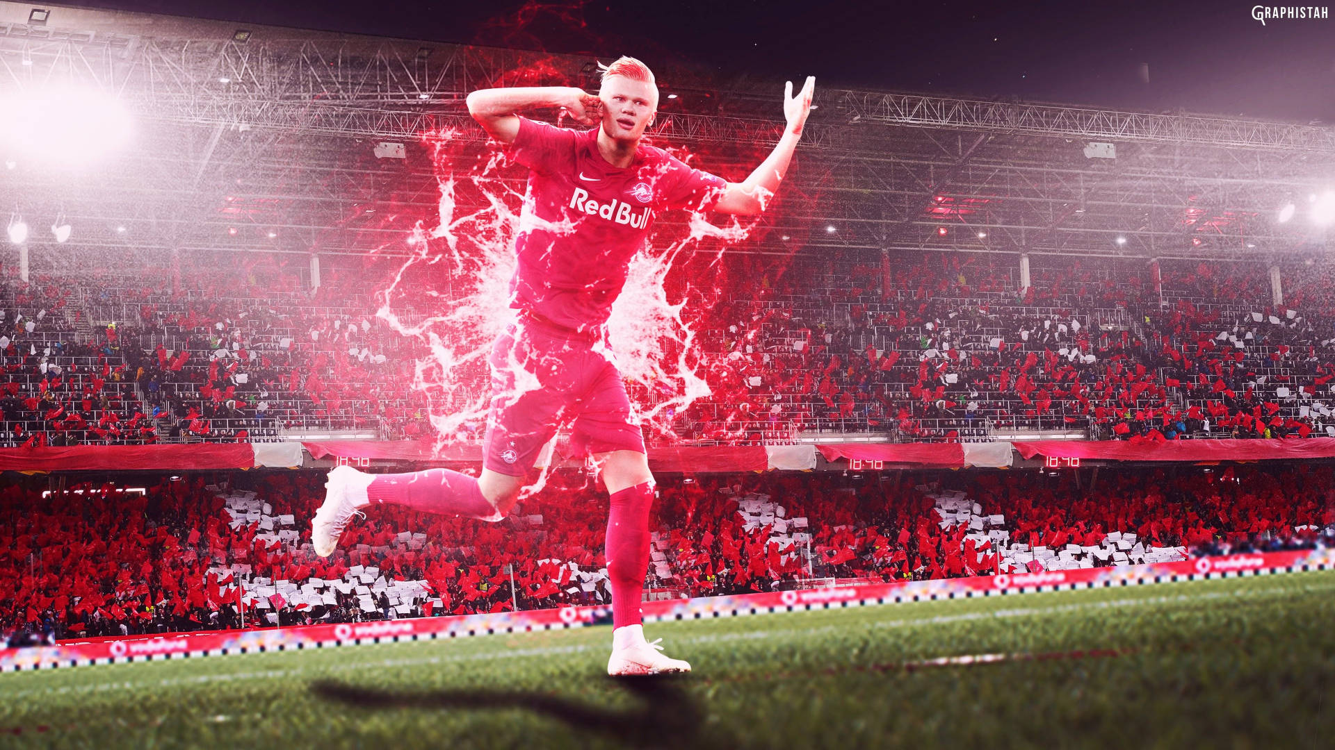 Erling Haaland In Red Background