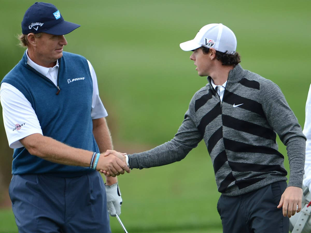 Ernie Els And Rory Mcilroy Handshake Background