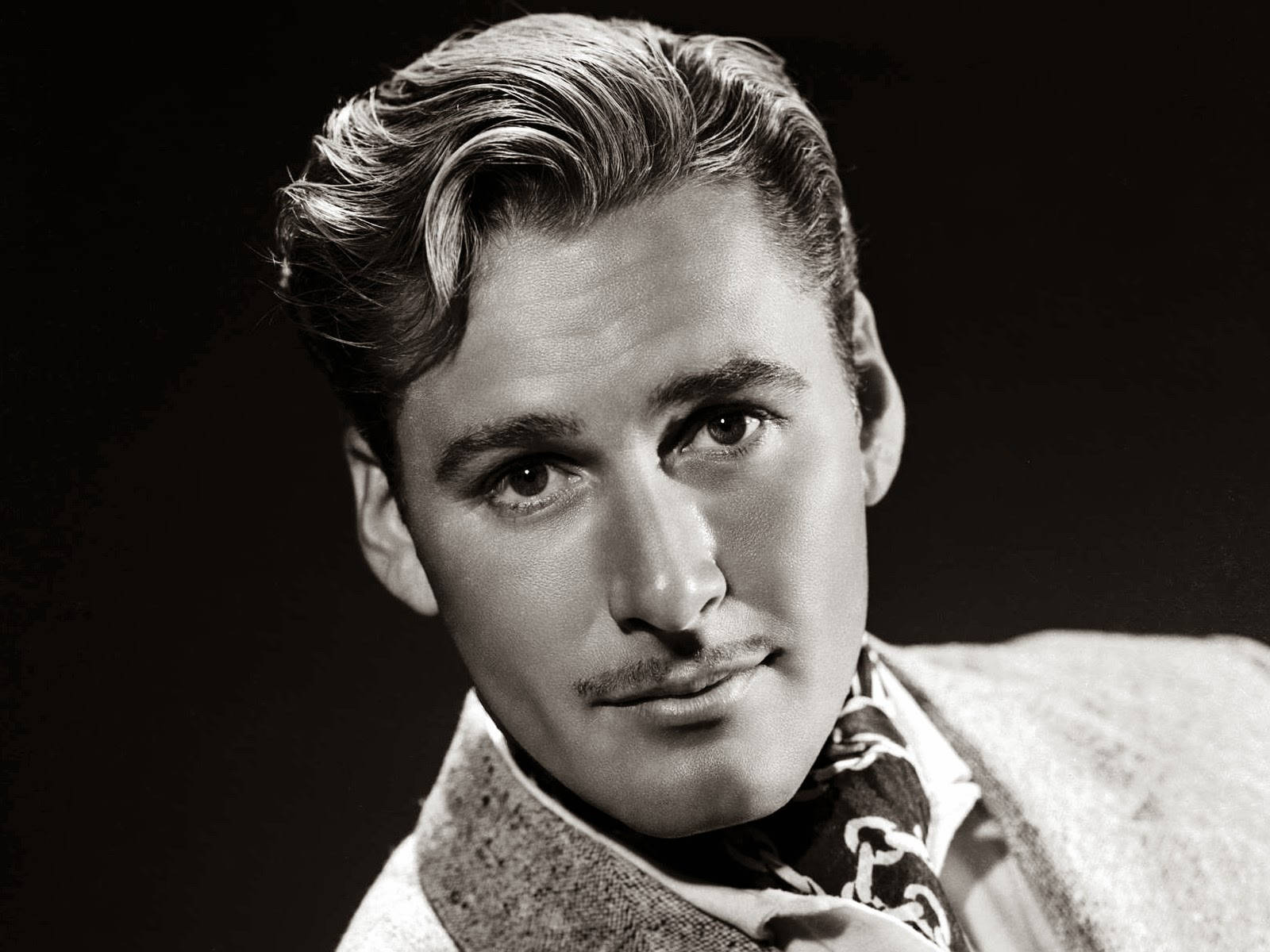 Errol Flynn Black And White Black Background