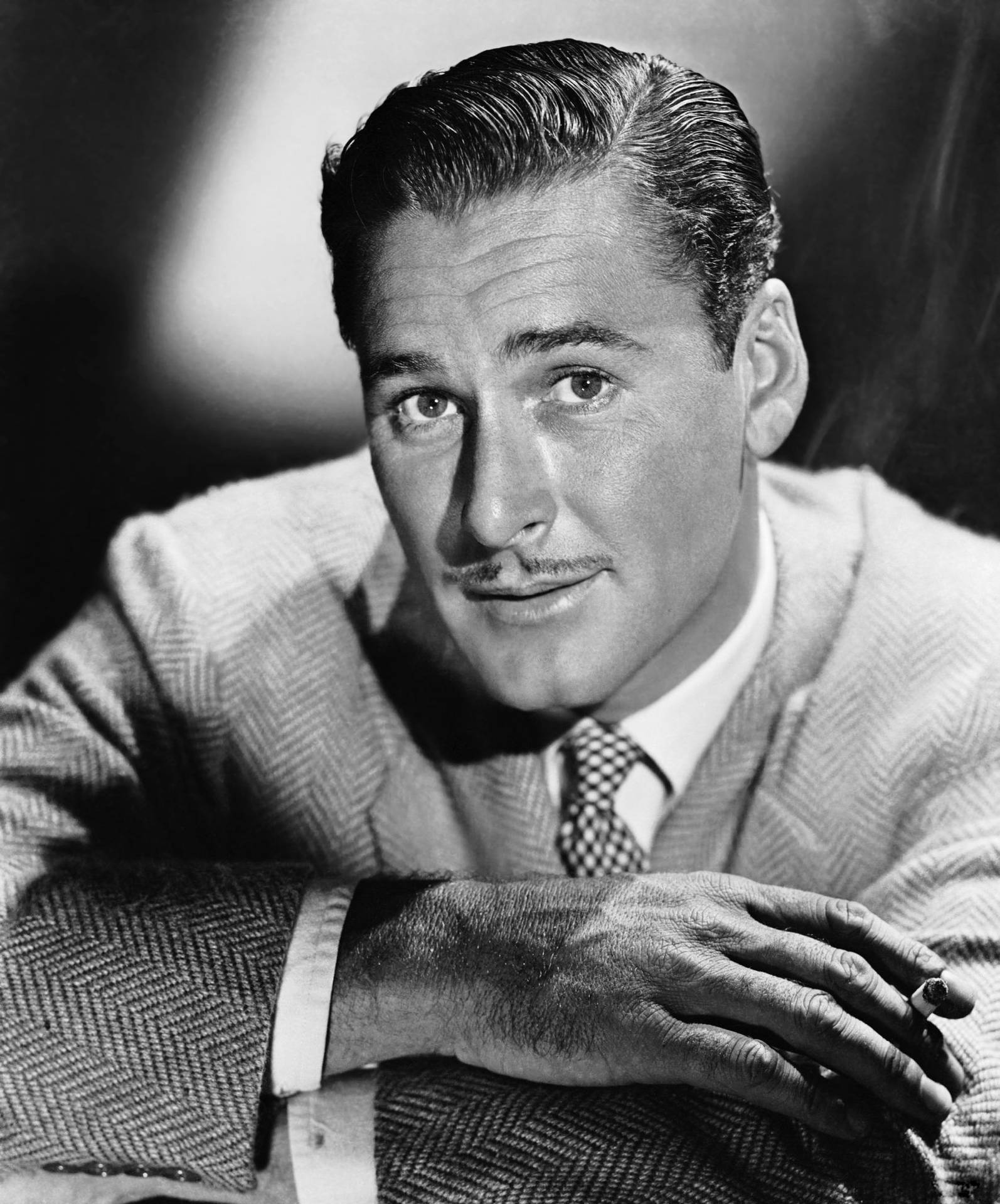 Errol Flynn Black And White In Suit Background