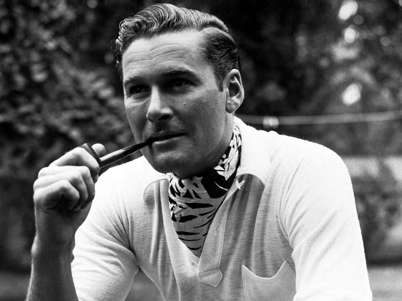 Errol Flynn Black And White Smoking Pipe