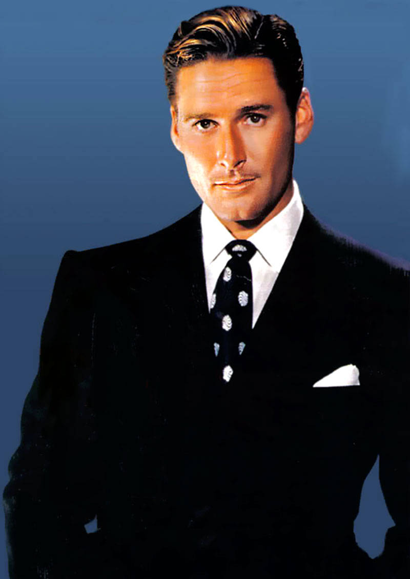 Errol Flynn In Black Suit With Blue Background Background