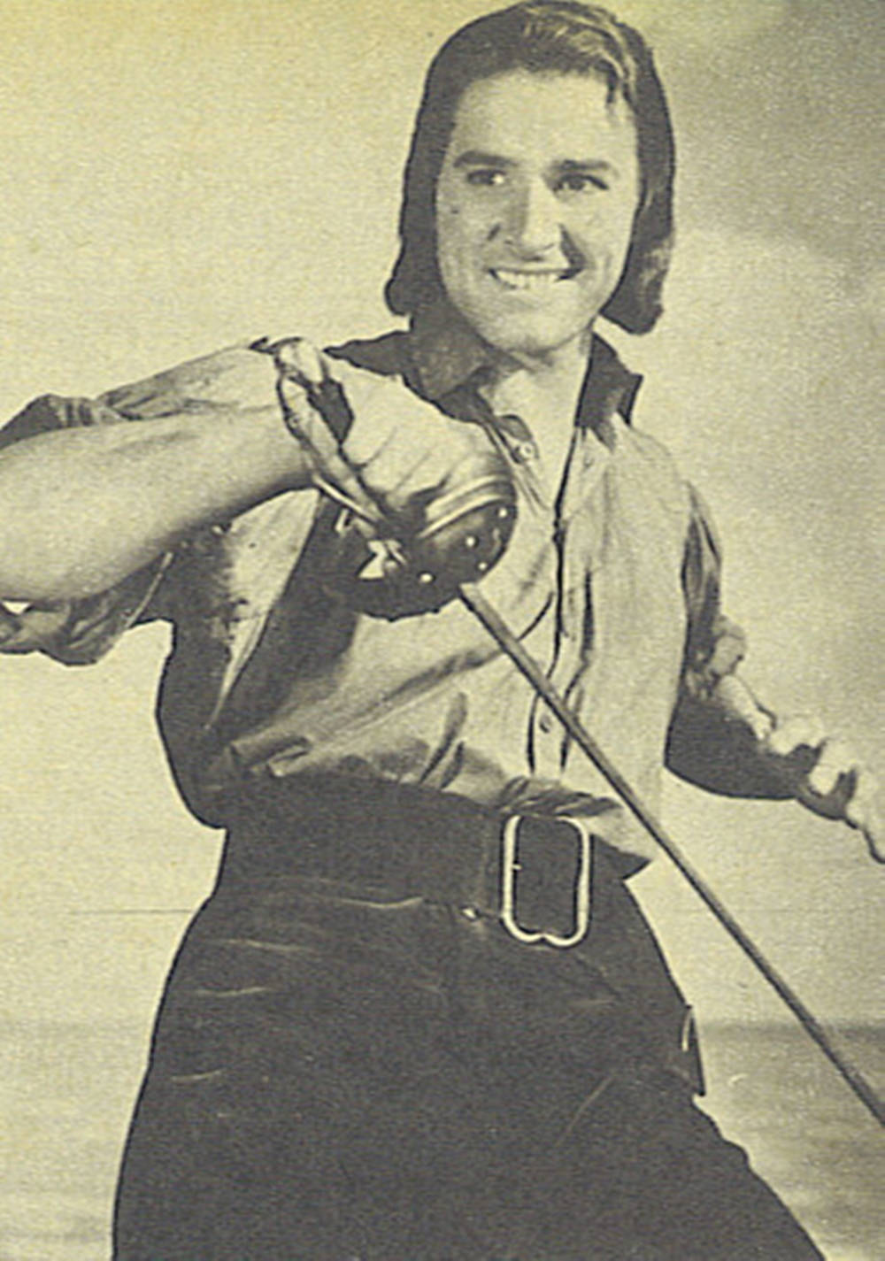 Errol Flynn Vintage Aesthetic With Sword Background