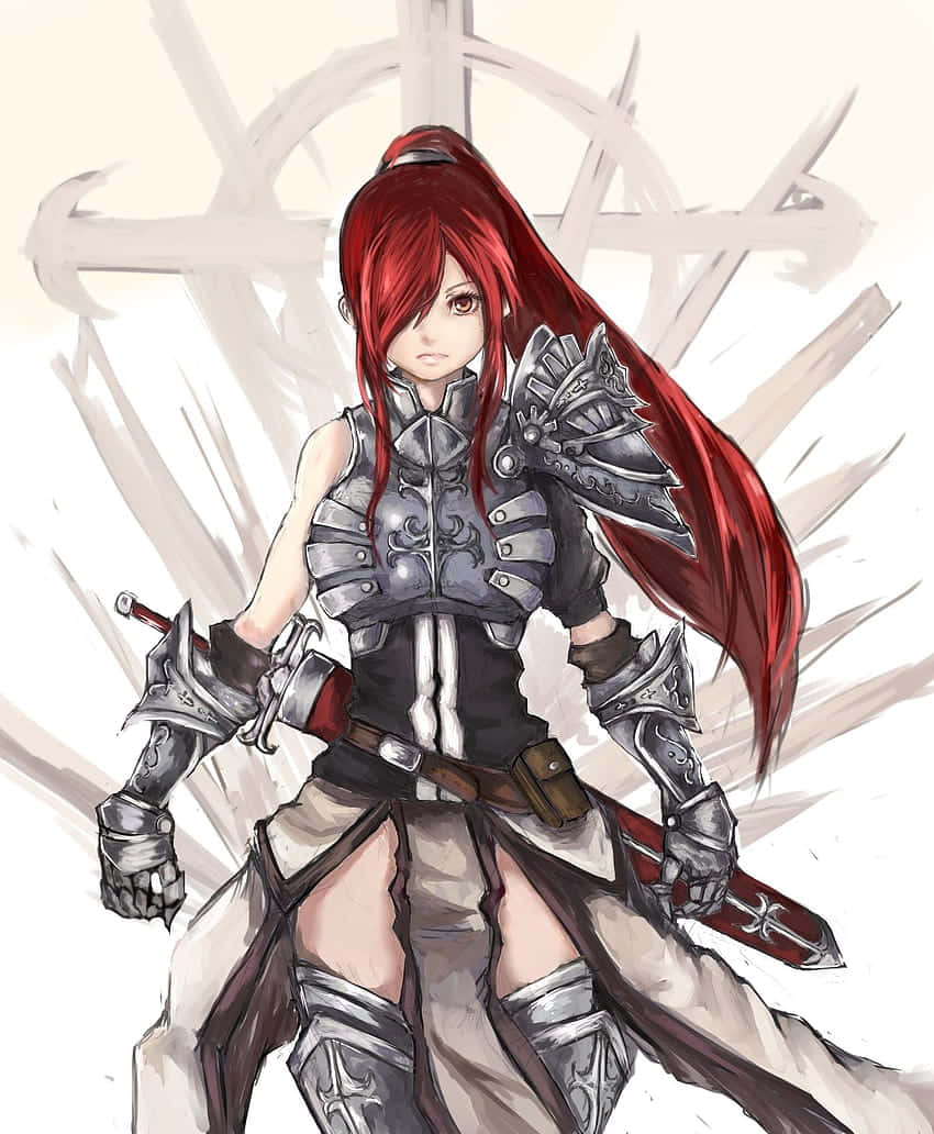 Erza Scarlet, A Powerful Wizard From The Anime Fairy Tail. Background