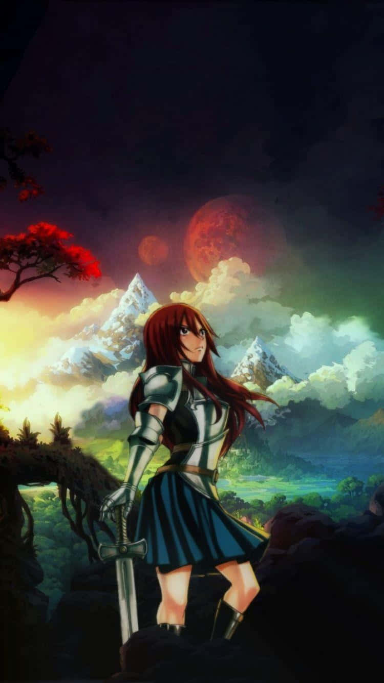 Erza Scarlet Ready For Battle Background