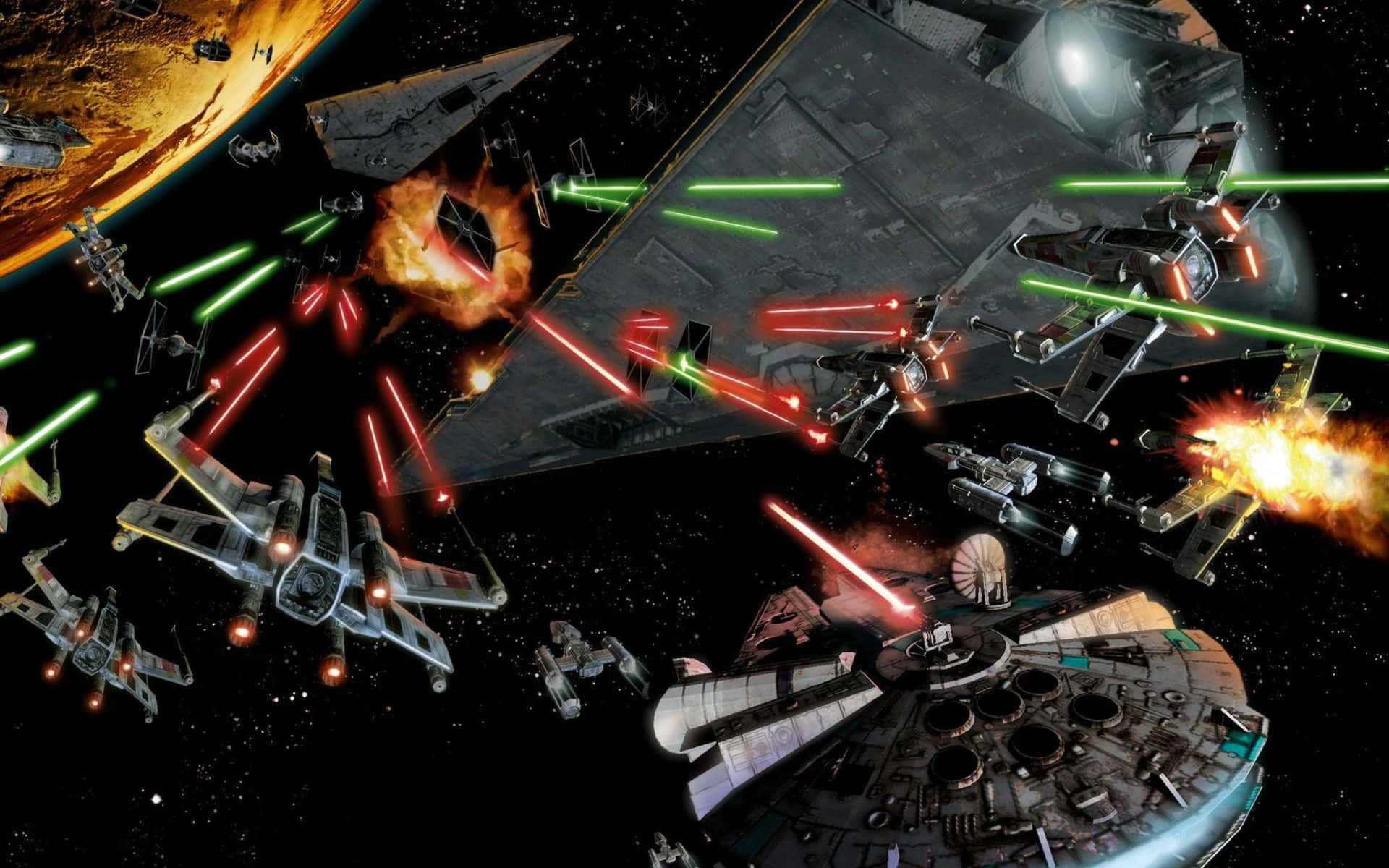 Escape The Imperial Fleet At Light Speed Aboard The Millenium Falcon Background
