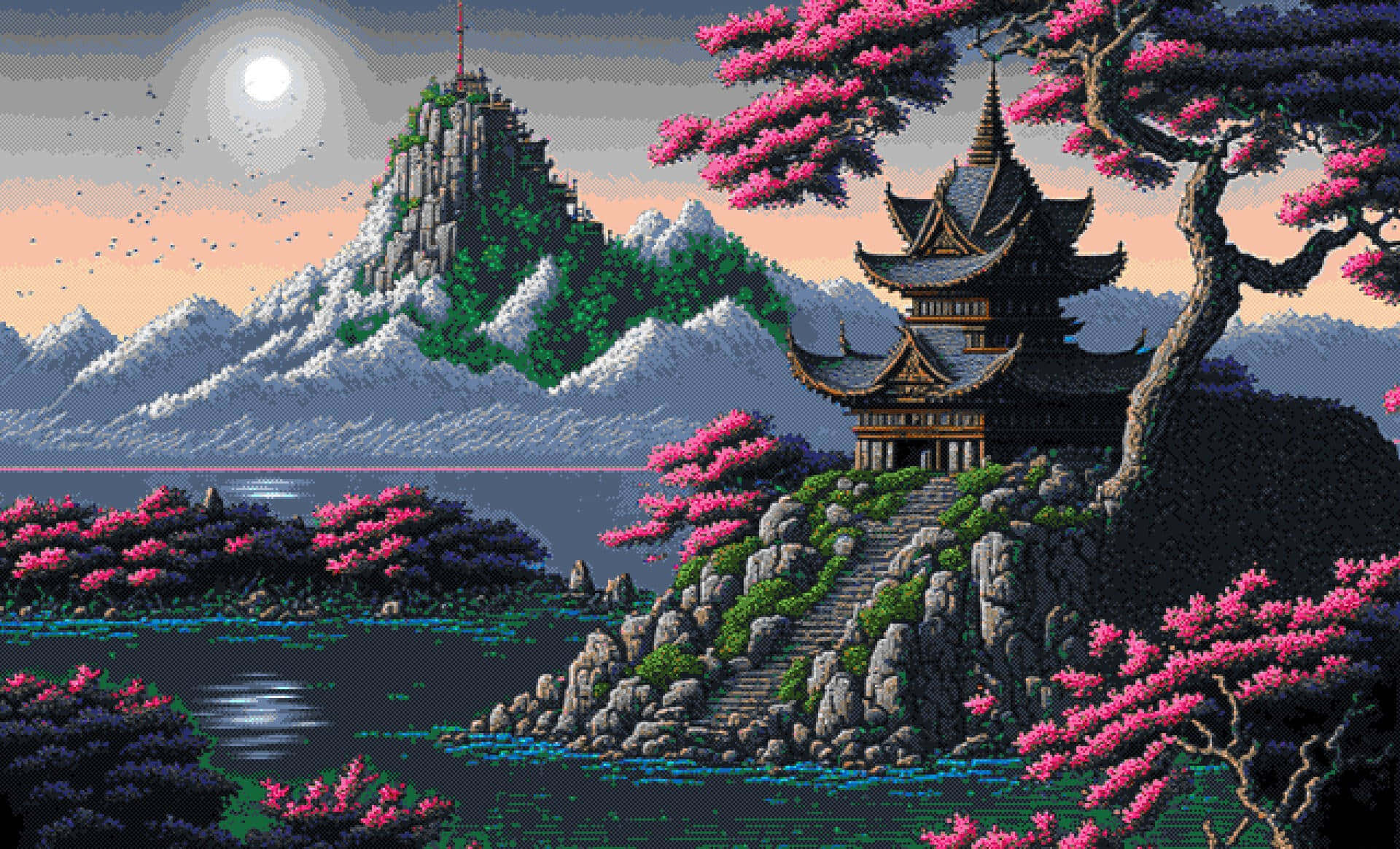 Escape To A Pixelated Landscape Background