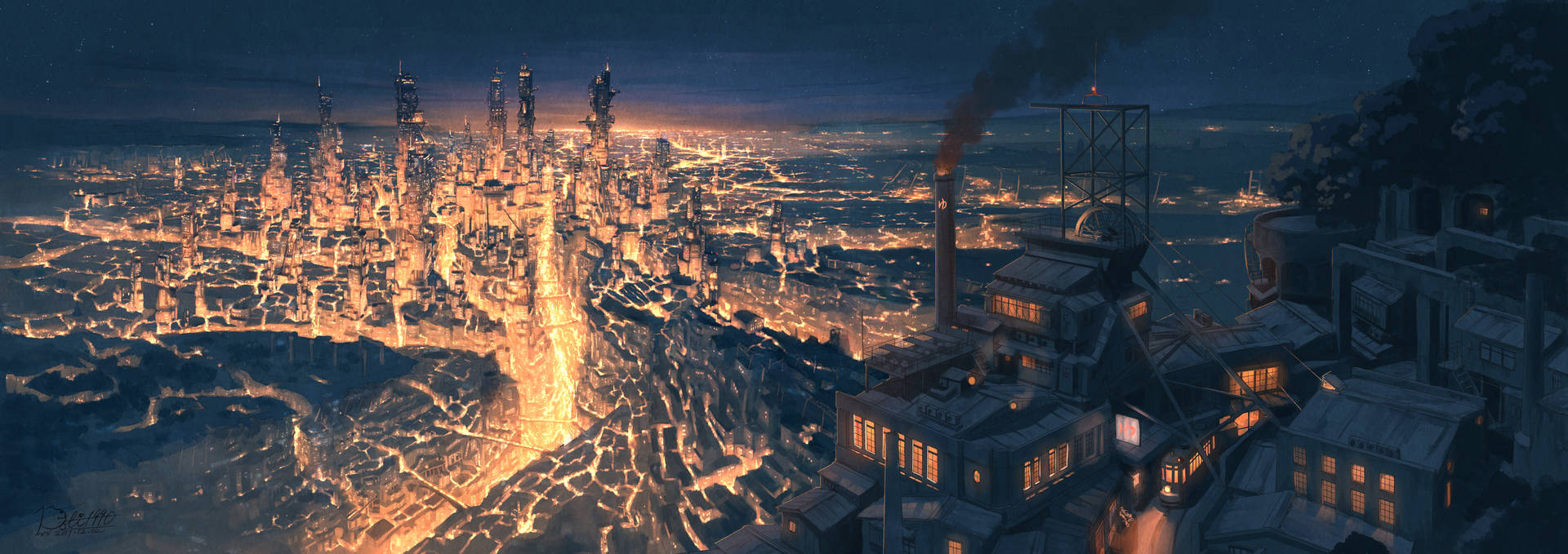 Escape To This Stunning Anime Night City Background