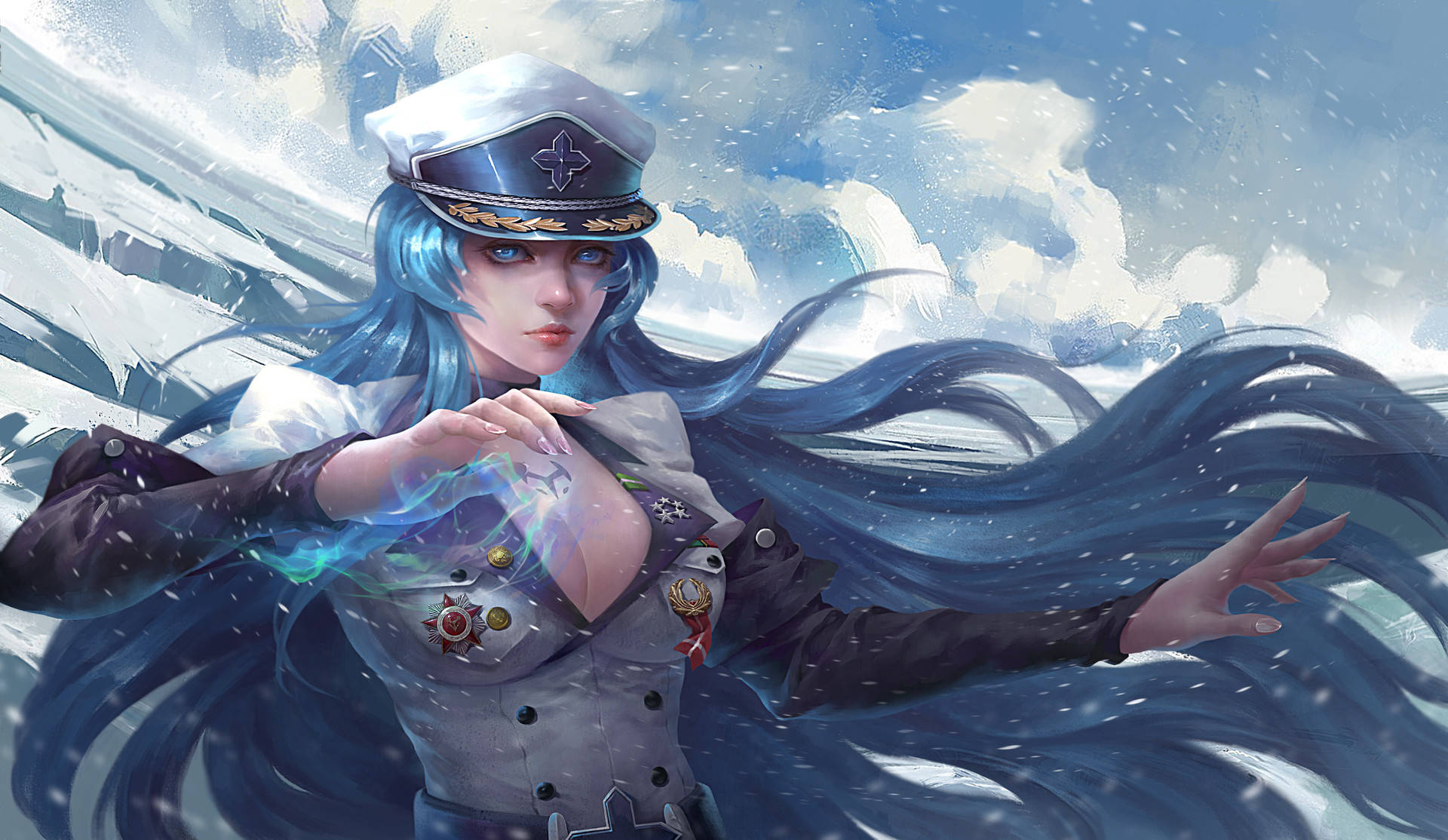 Esdeath In Tundra Background