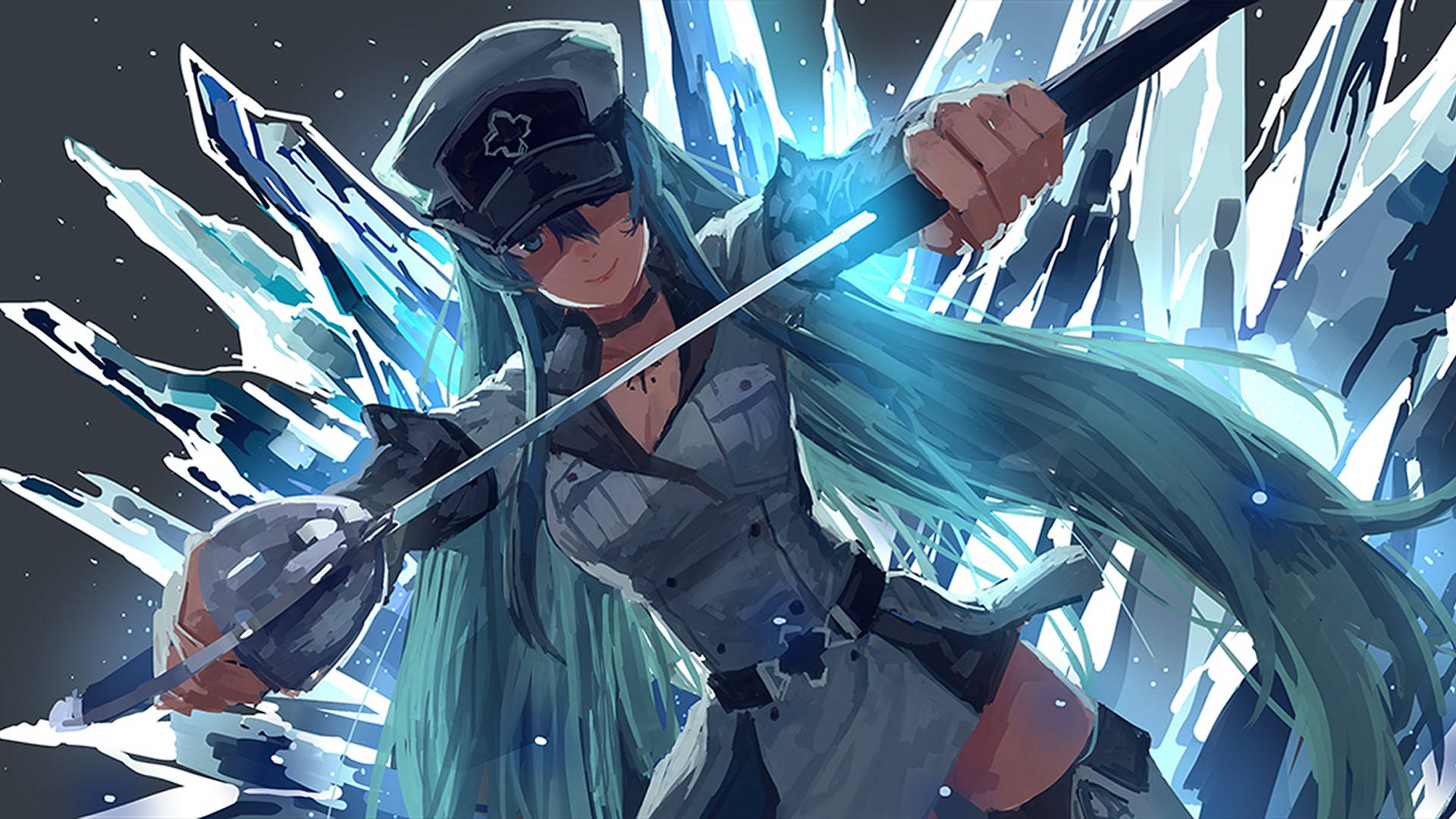 Esdeath Readying Sword Background