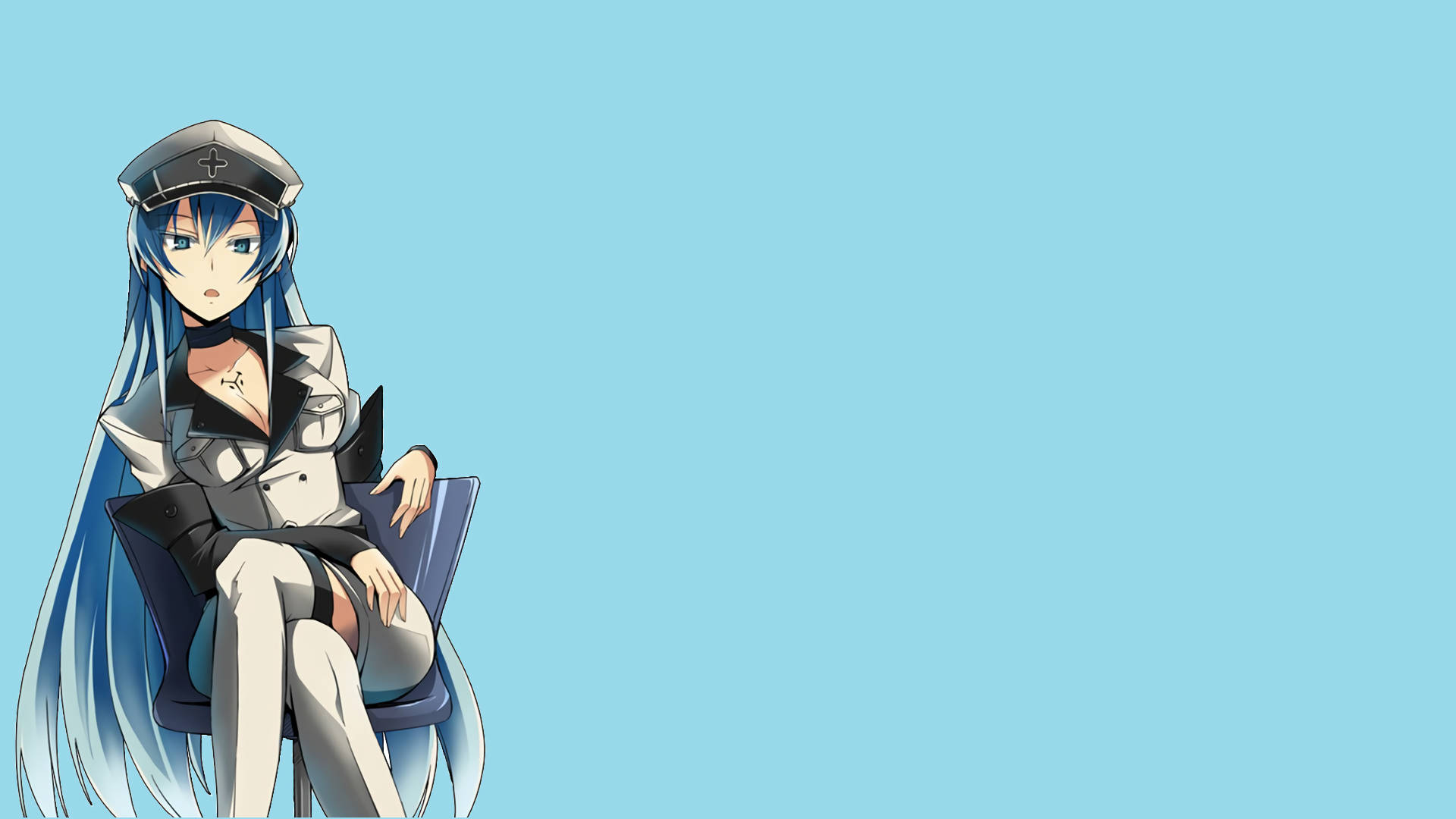 Esdeath With Blue Background Background