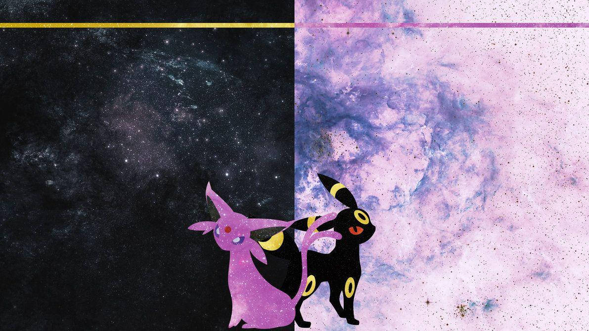 Espeon And Umbreon Galaxy Background