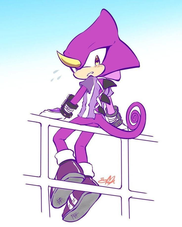 Espio The Chameleon Blue White Cartoon Background