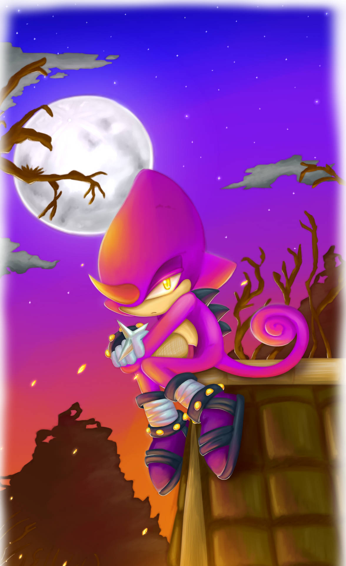 Espio The Chameleon Full Moon Background