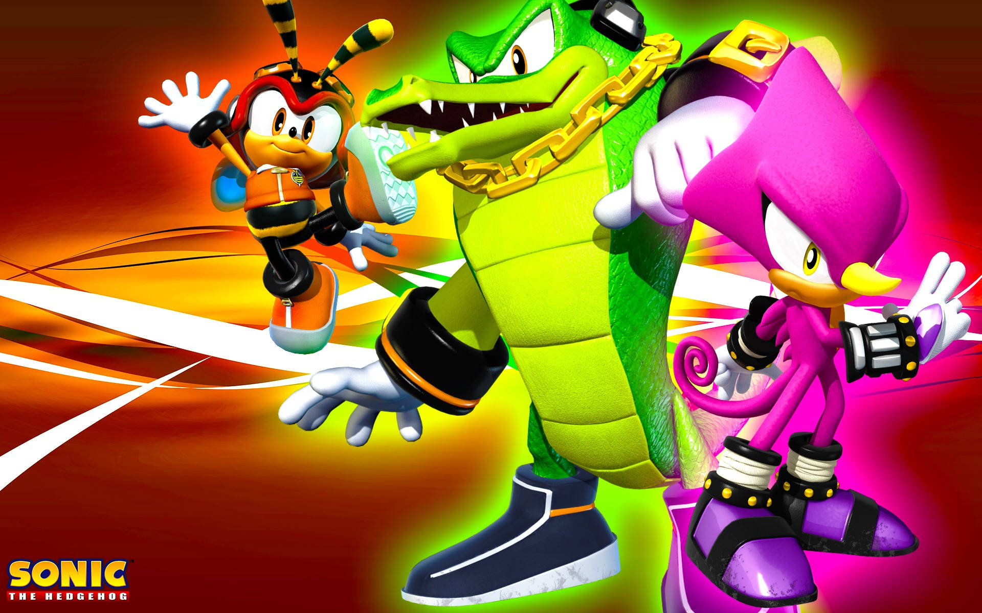 Espio The Chameleon With Charmy And Vector Background