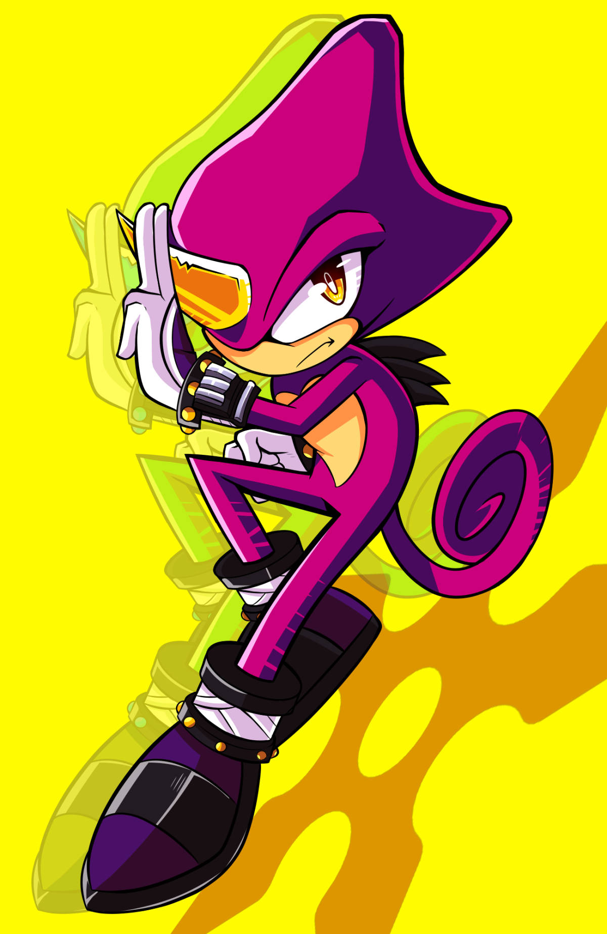 Espio The Chameleon Yellow Background Background