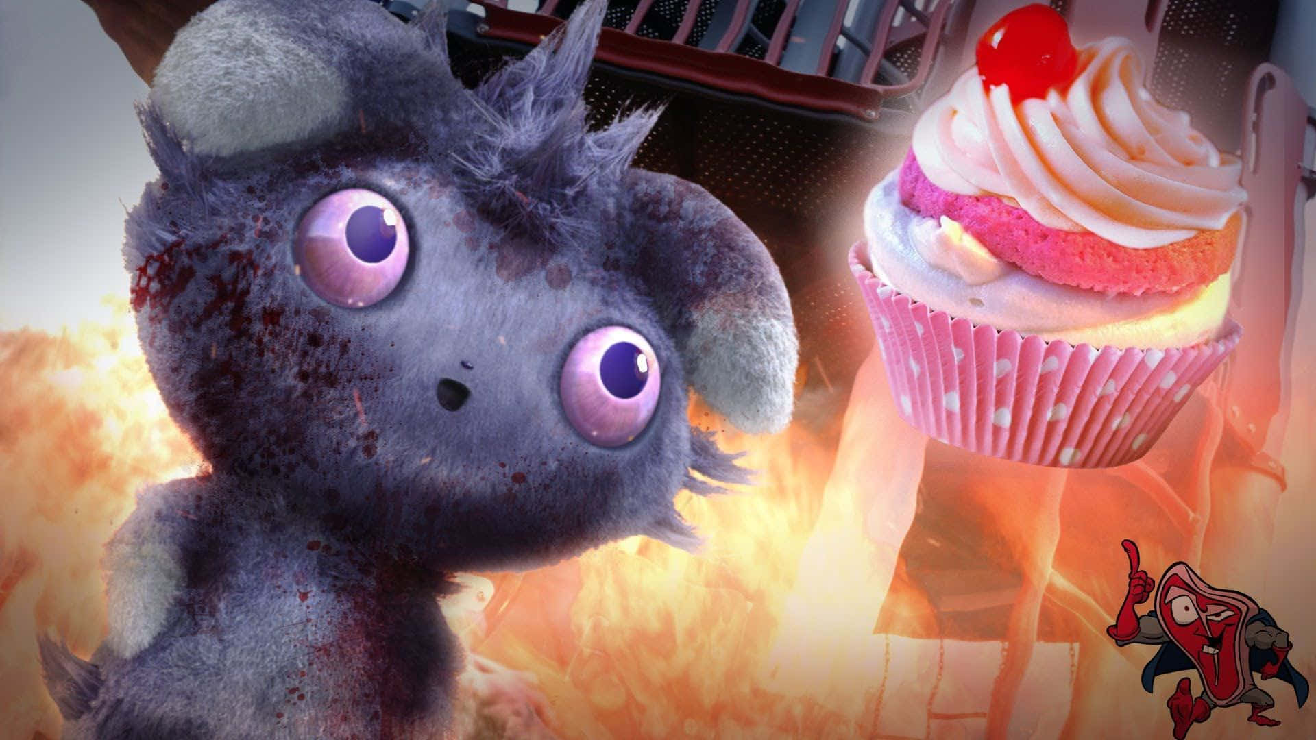 Espurr Controlling A Cupcake Background