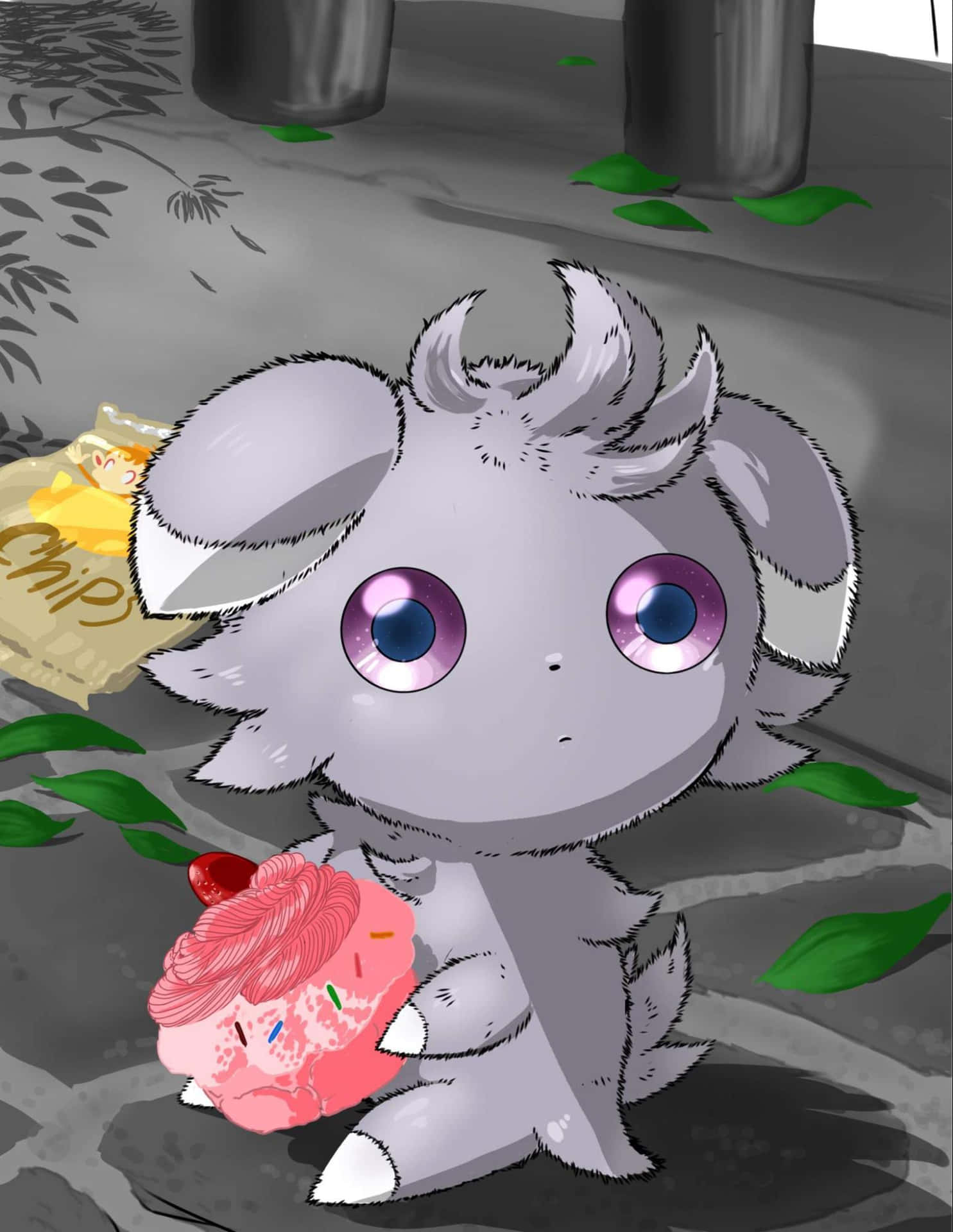 Espurr Holding A Pink Cupcake