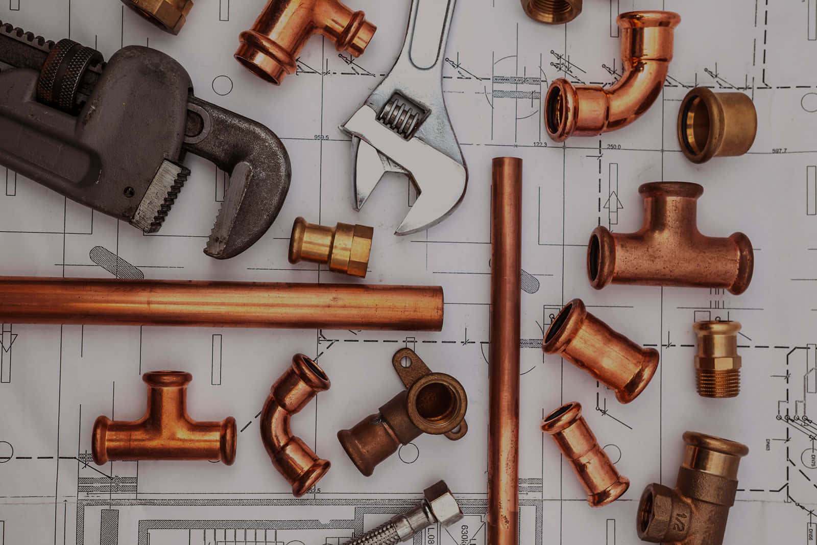 Essential Plumbing Tools And Fittings Background