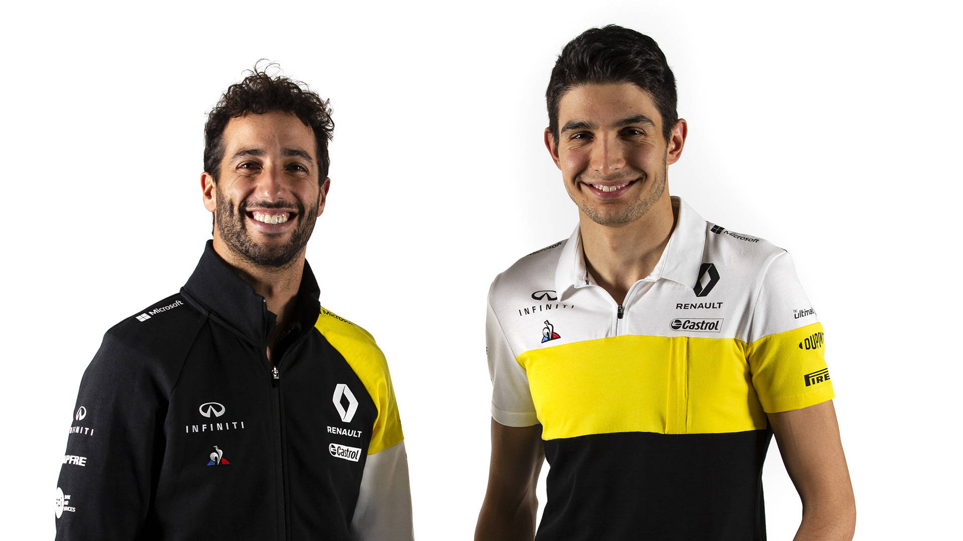 Esteban Ocon And Daniel Ricciardo In High Spirits Background