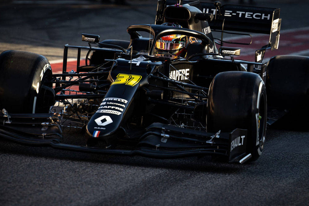 Esteban Ocon Gearing Up For A Race In His Sleek Black Race Car. Background