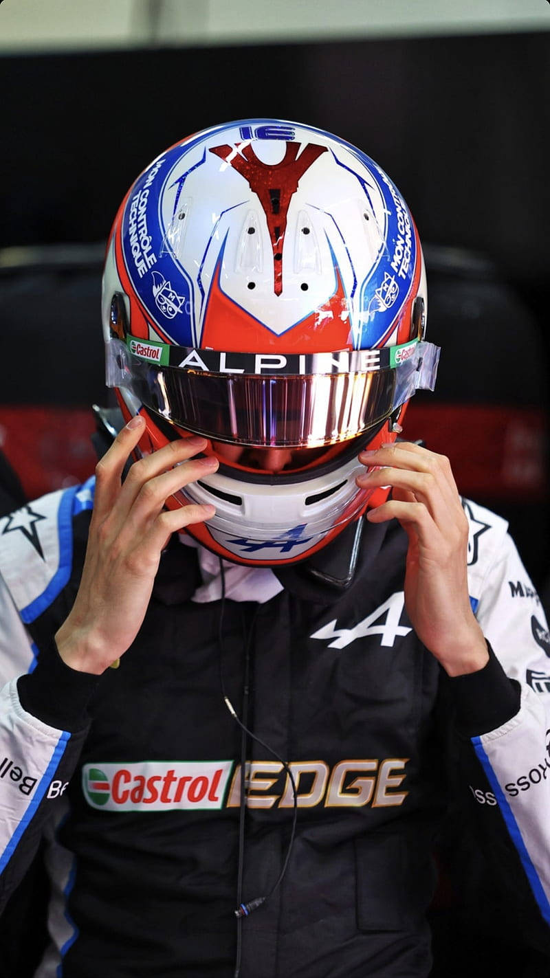 Esteban Ocon Removing Helmet Background