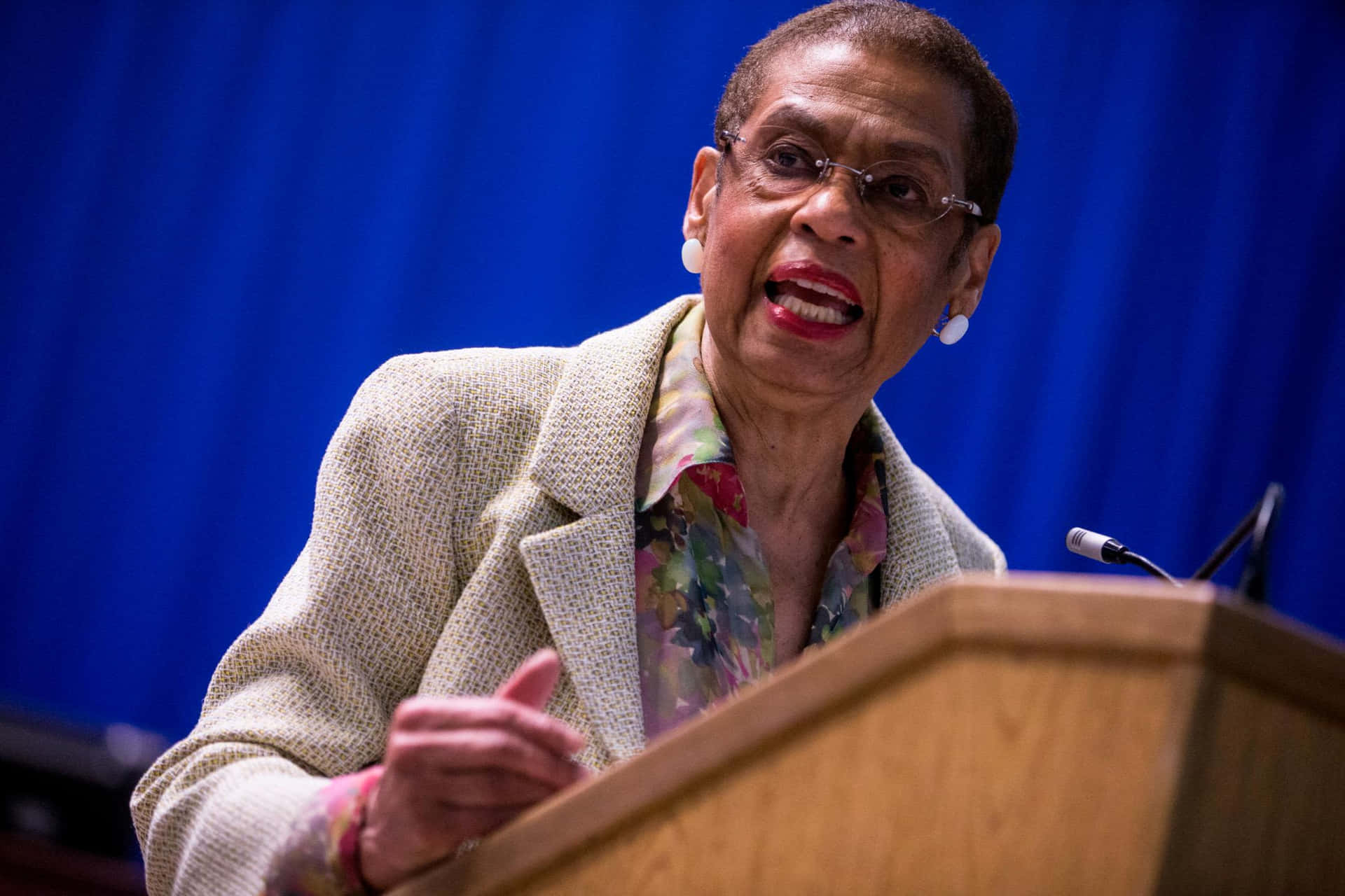 Esteemed Congresswoman Eleanor Holmes Norton Striking A Powerful Pose Background