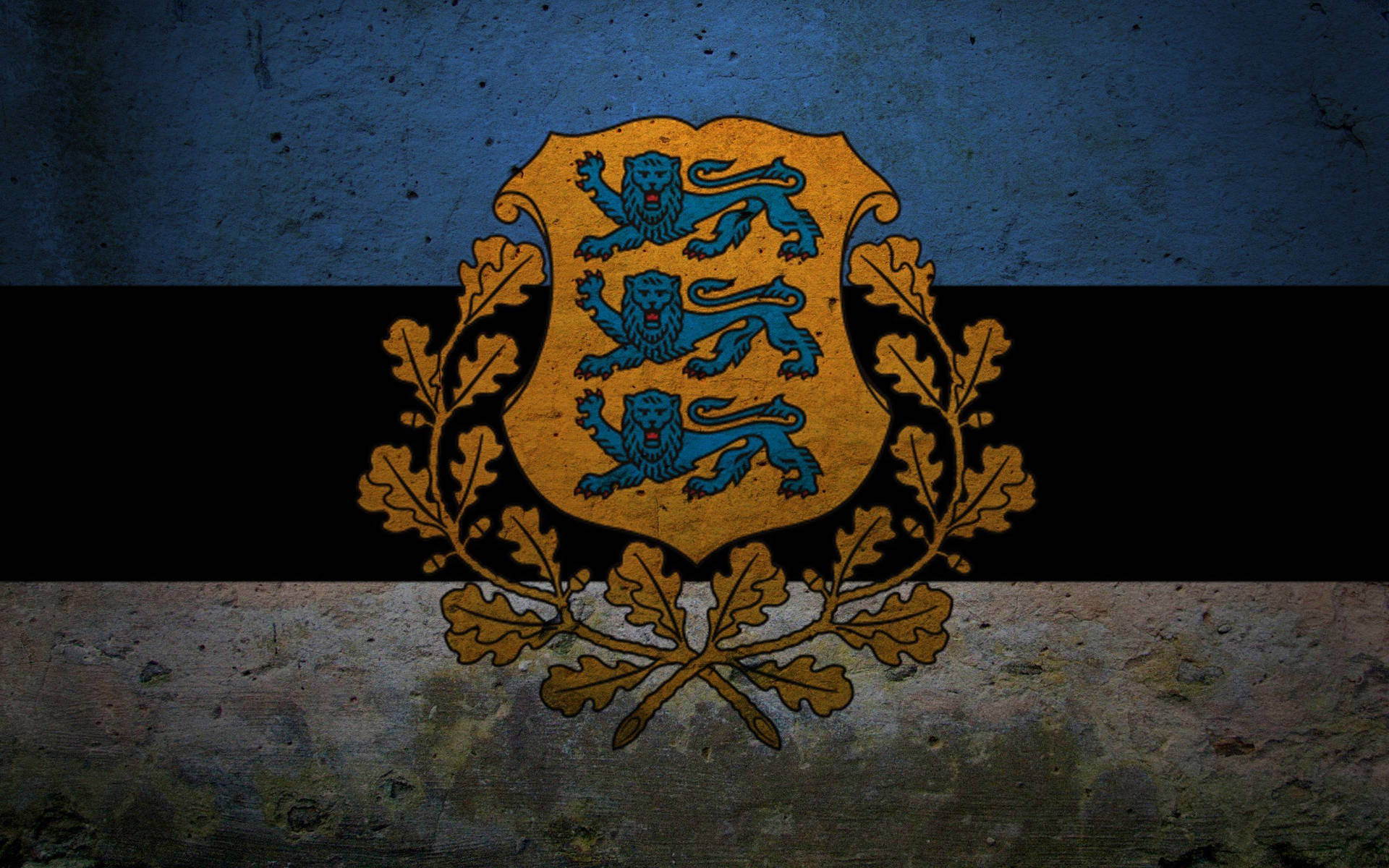 Estonia Flag With Emblem Background