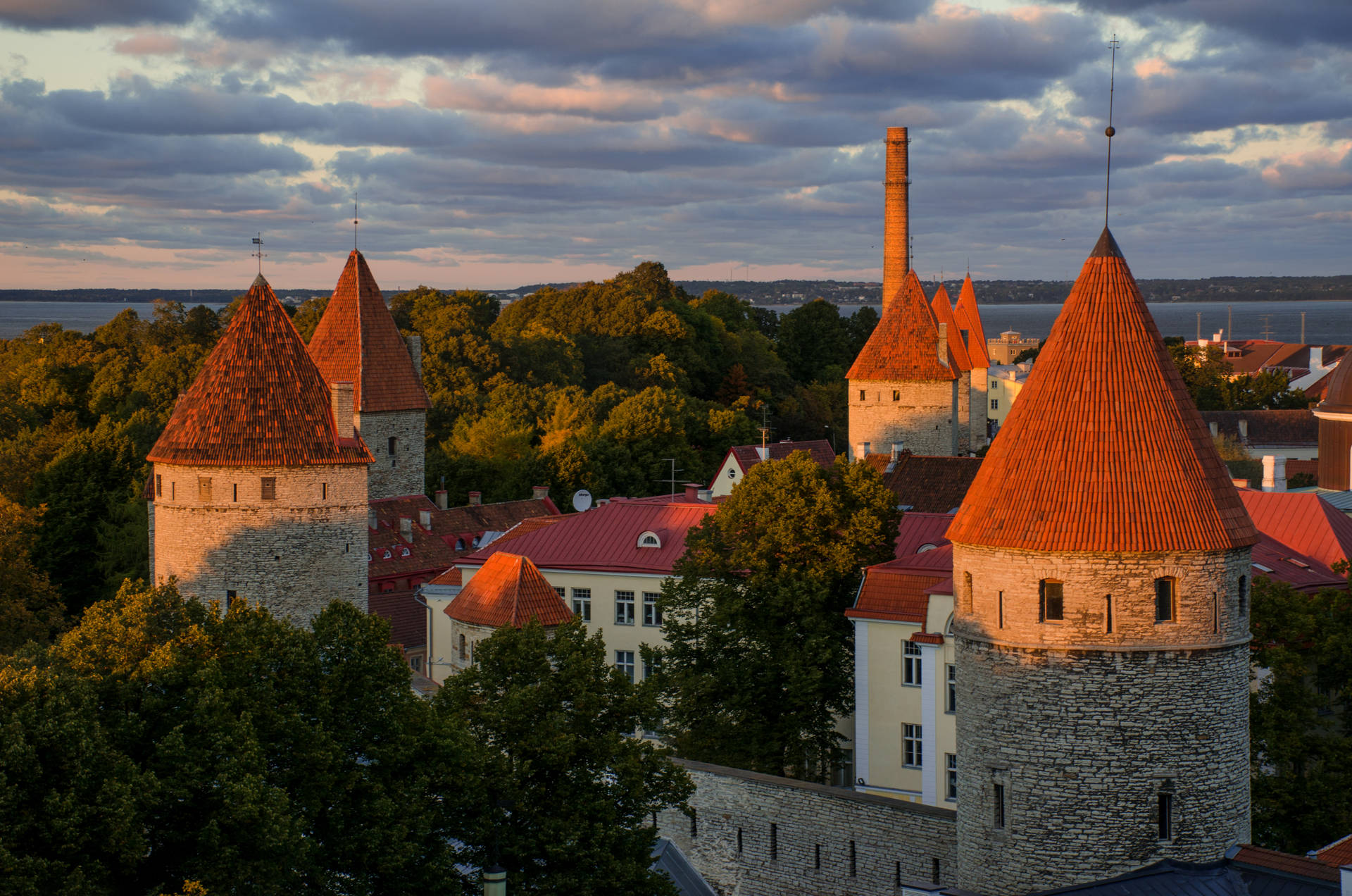 Estonia Under Sunset Light Background