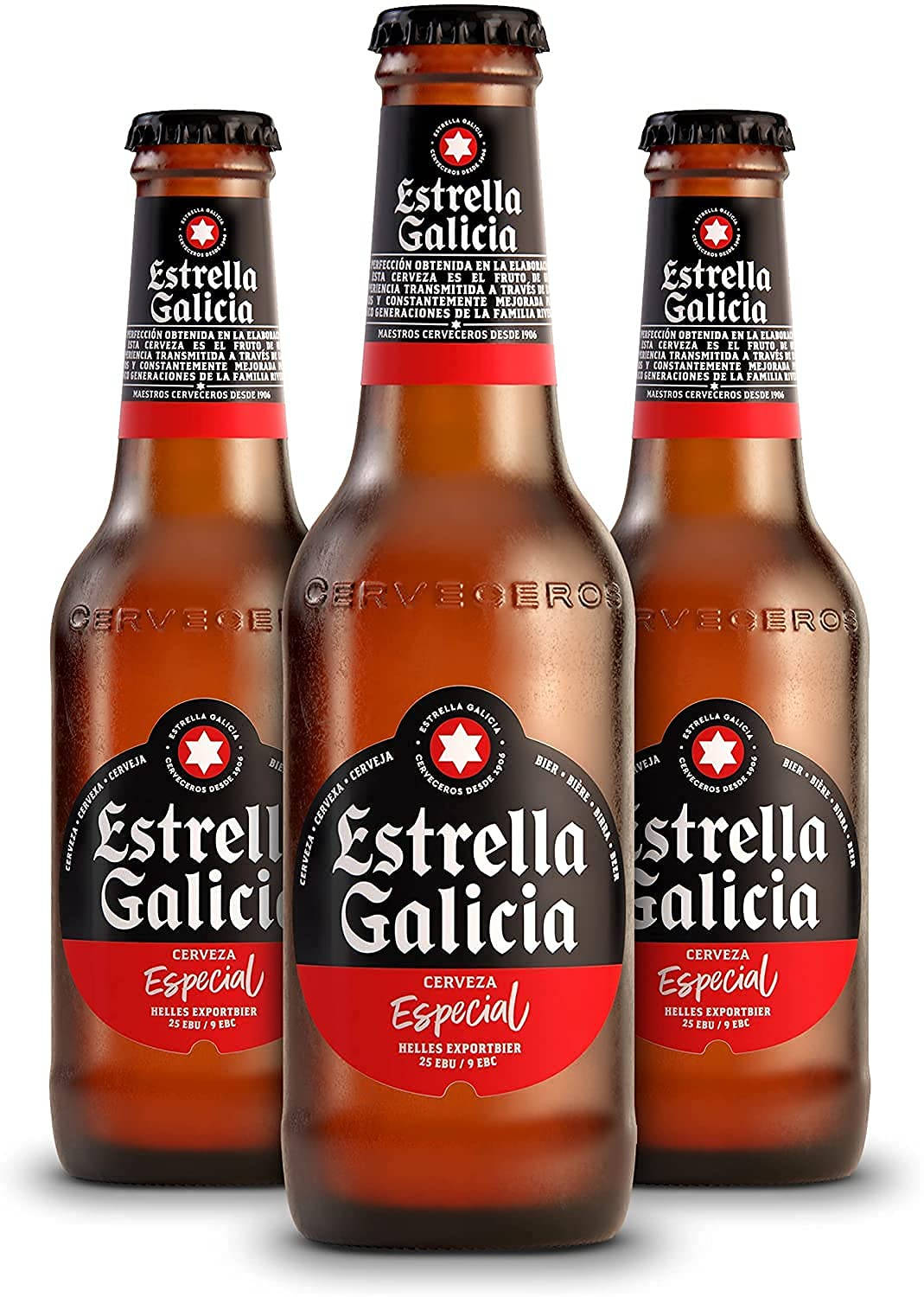 Estrella Galicia Cerveza Especial Bottles Background