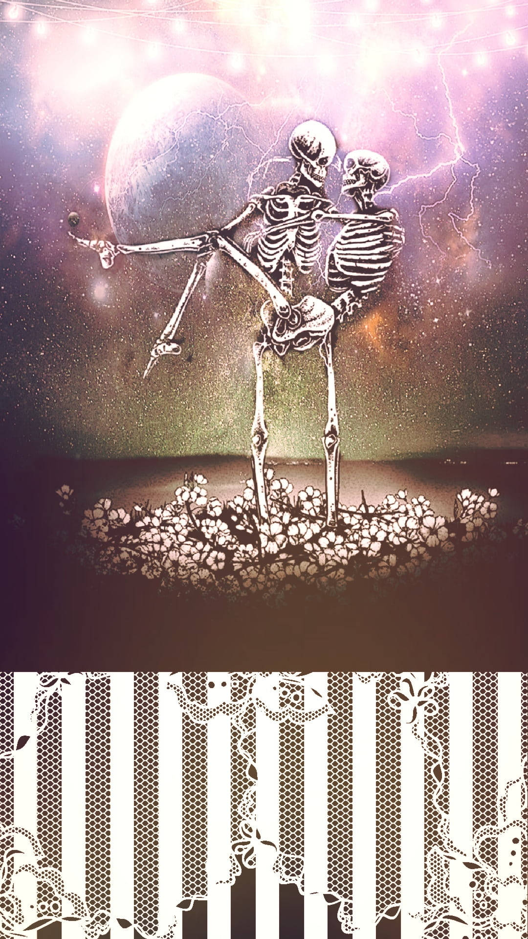 Eternal Love Of Skeleton Couple In Bridal Carry Background