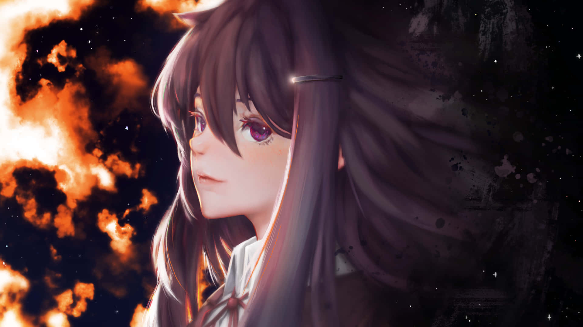 Ethereal_ Flames_ Anime_ Girl_2560x1440 Background