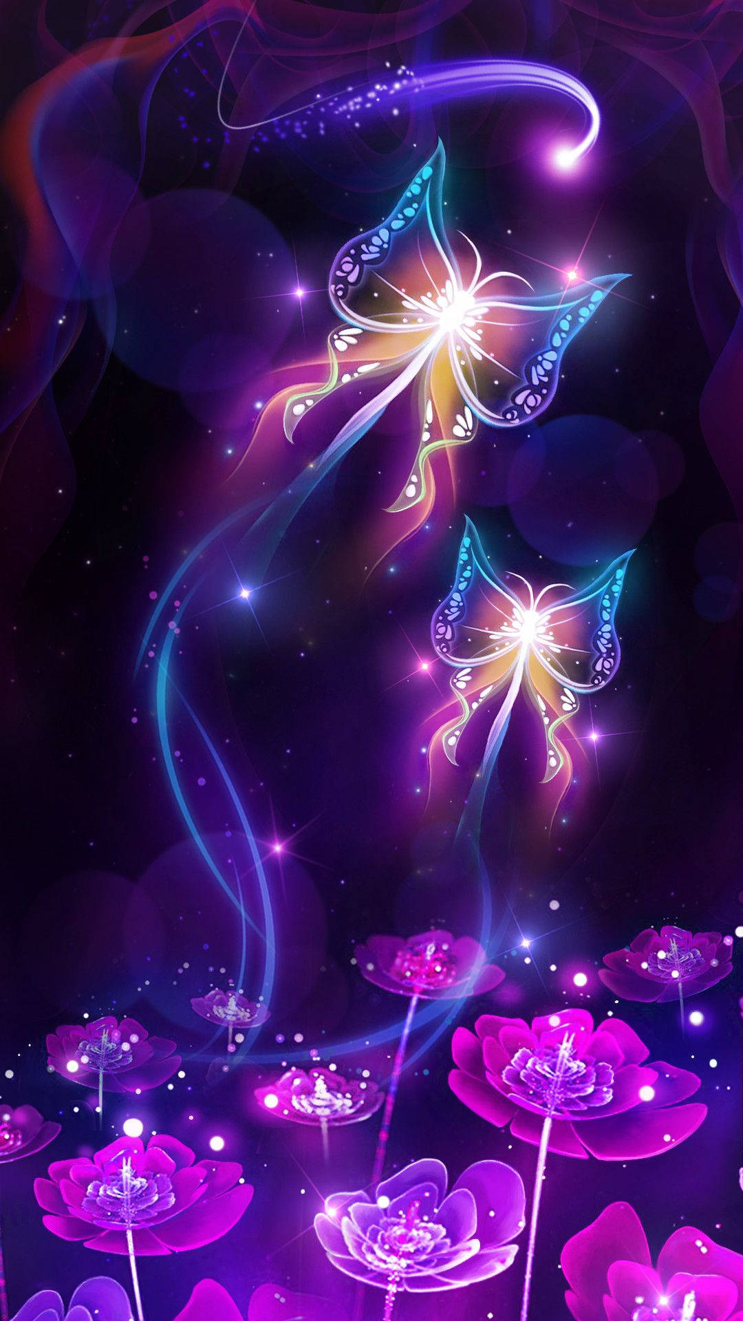 Ethereal Purple Butterfly Phone Background