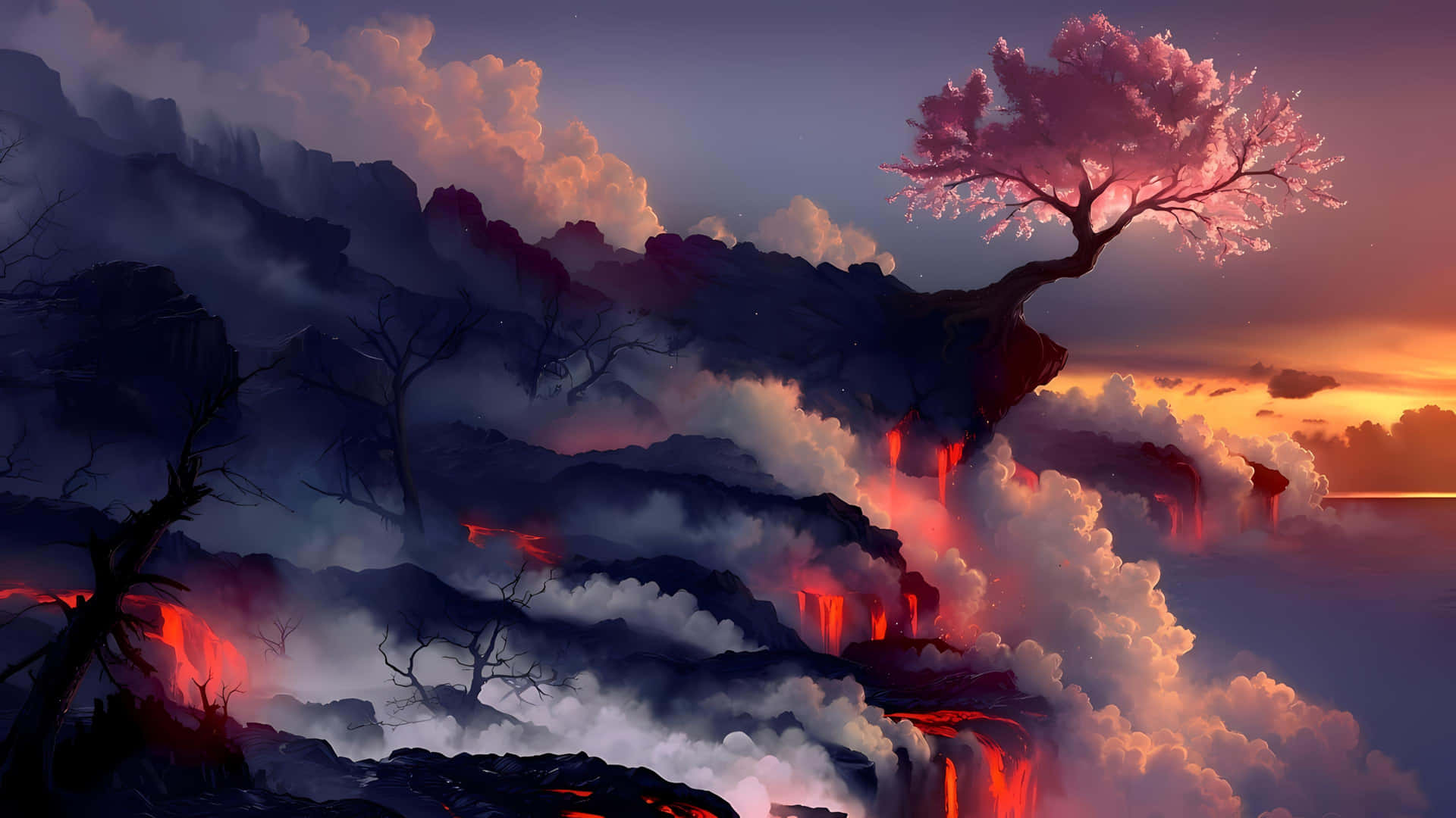 Ethereal_ Sakura_ Above_ Flames_ Anime_ Art.jpg Background