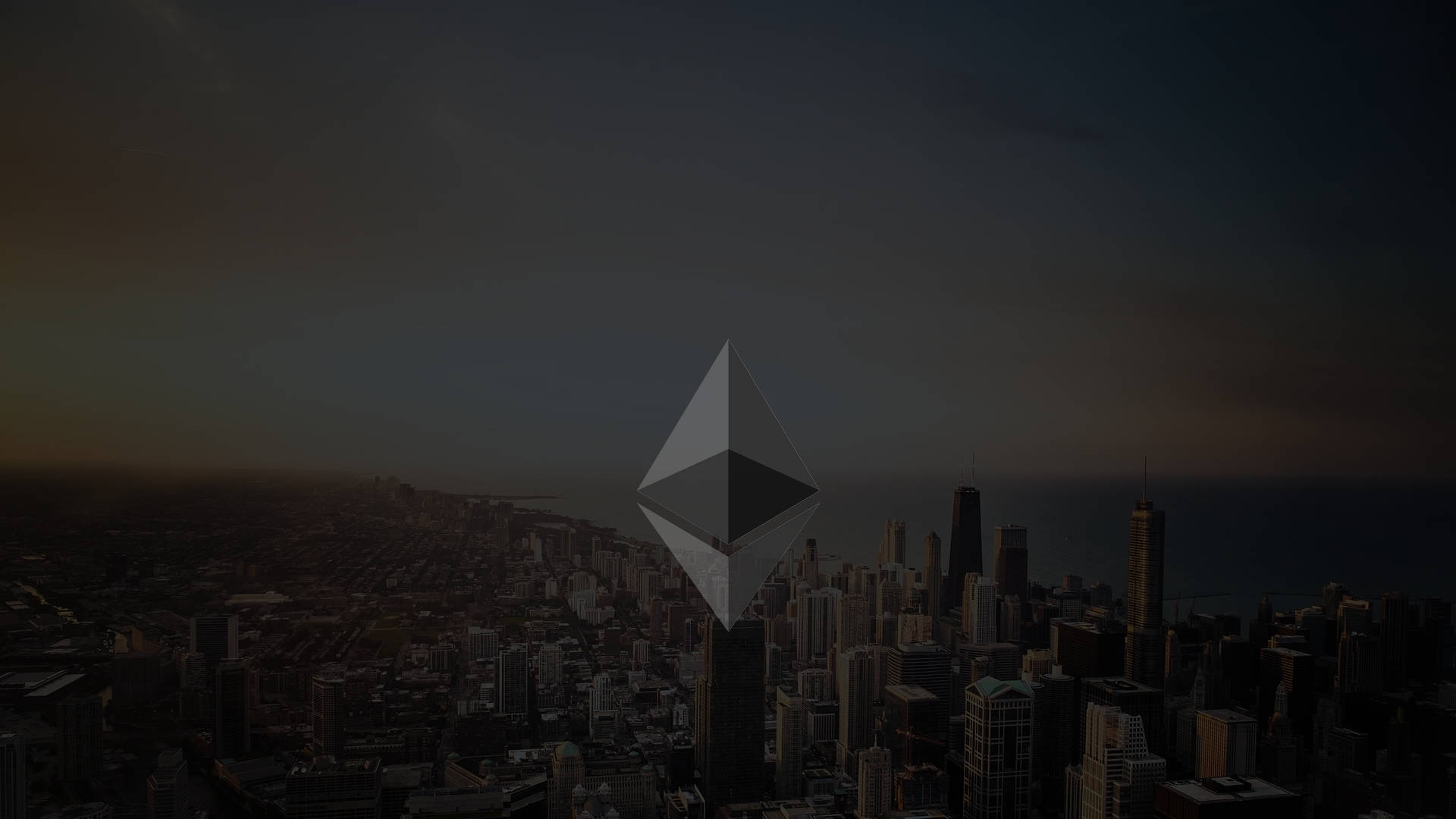 Ethereum Icon With Skyscrapers