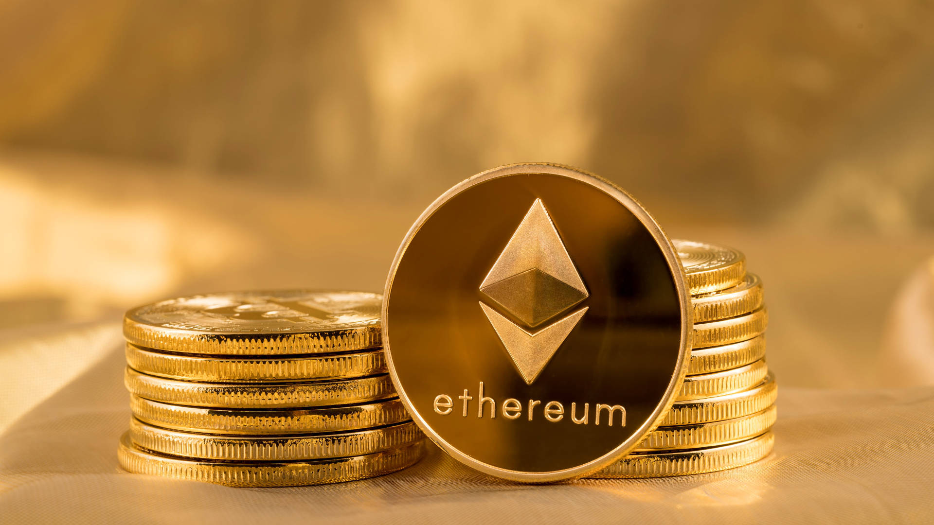 Ethereum Pure Gold Coins Background